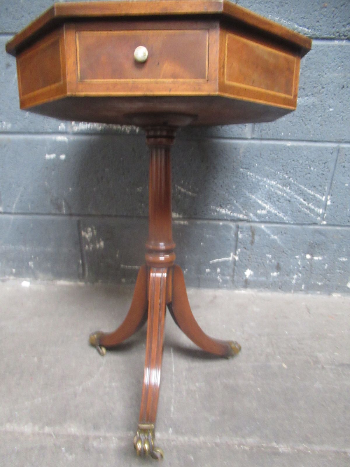 Hexagon  Mid Century  Lamp Table In The Antique Style photo vintage