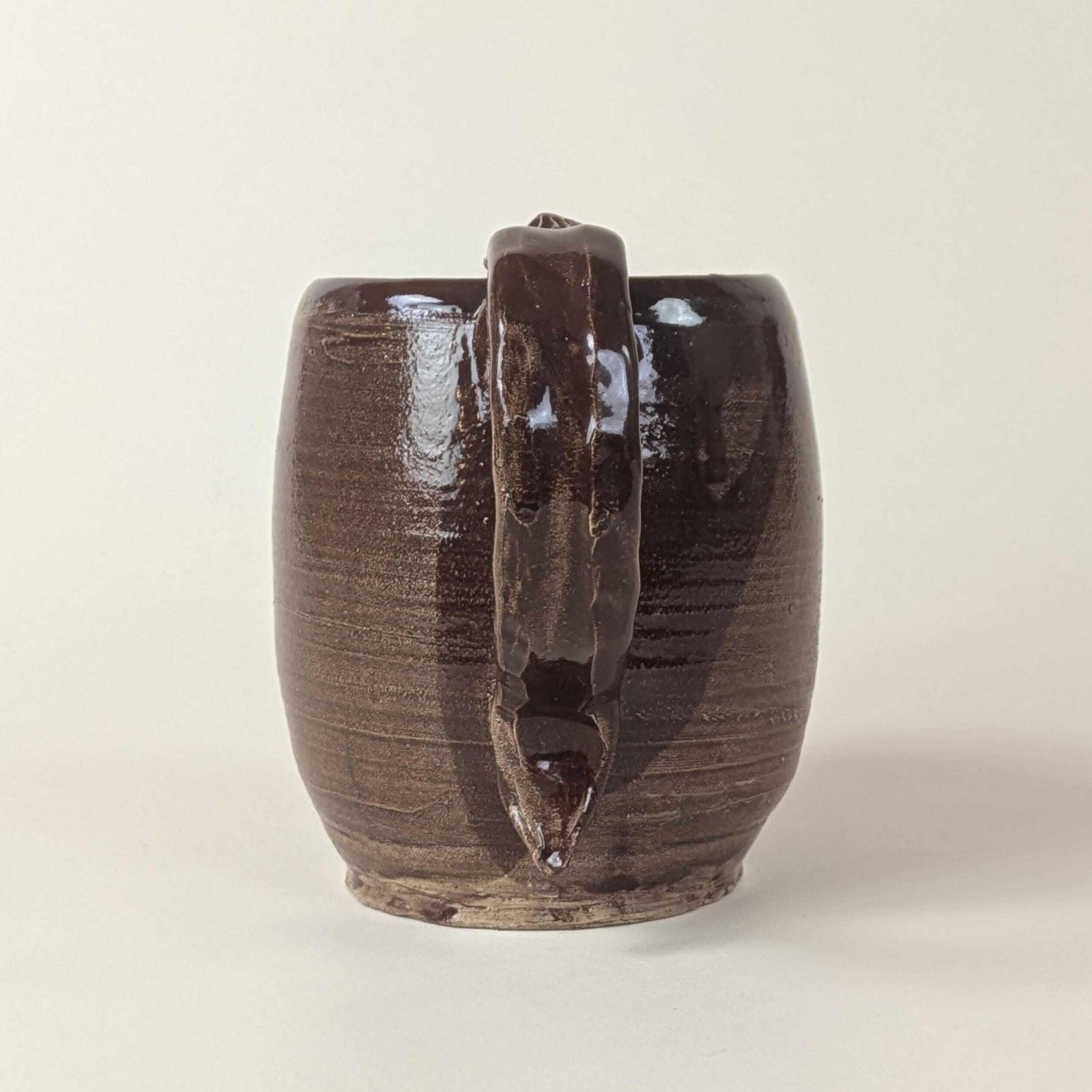 Vintage French Pottery Grotesque Devil Face Jug Signed Studio Art Stoneware Mug Large Satyr Mask Rustic Brown Folk Art Handmade Ceramic Cup photo Home Decor