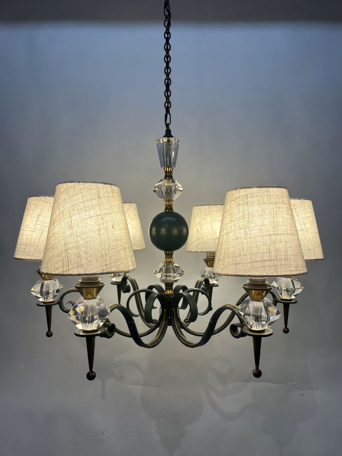 1940s/50s French Chandelier By Philippe Genet & Lucien Michon Cristal De Sevres photo buy