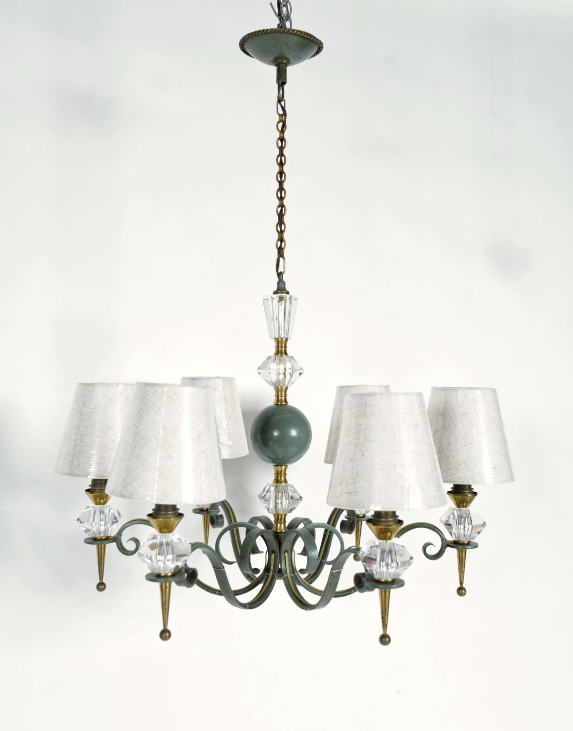 1940s/50s French Chandelier By Philippe Genet & Lucien Michon Cristal De Sevres