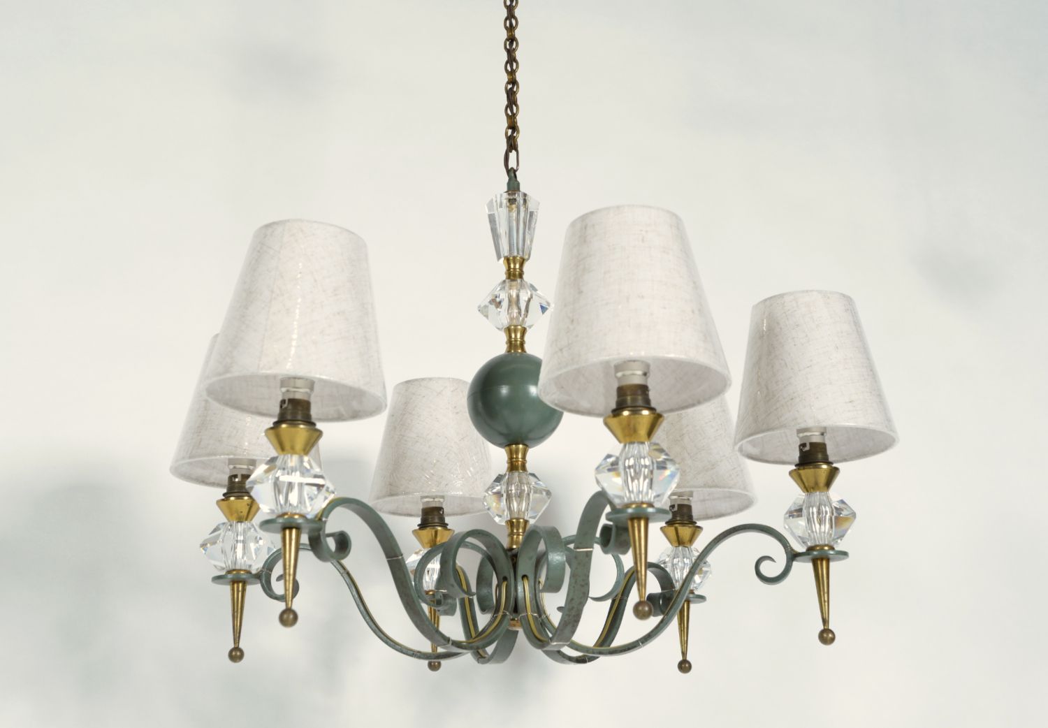 1940s/50s French Chandelier By Philippe Genet & Lucien Michon Cristal De Sevres photo Lighting