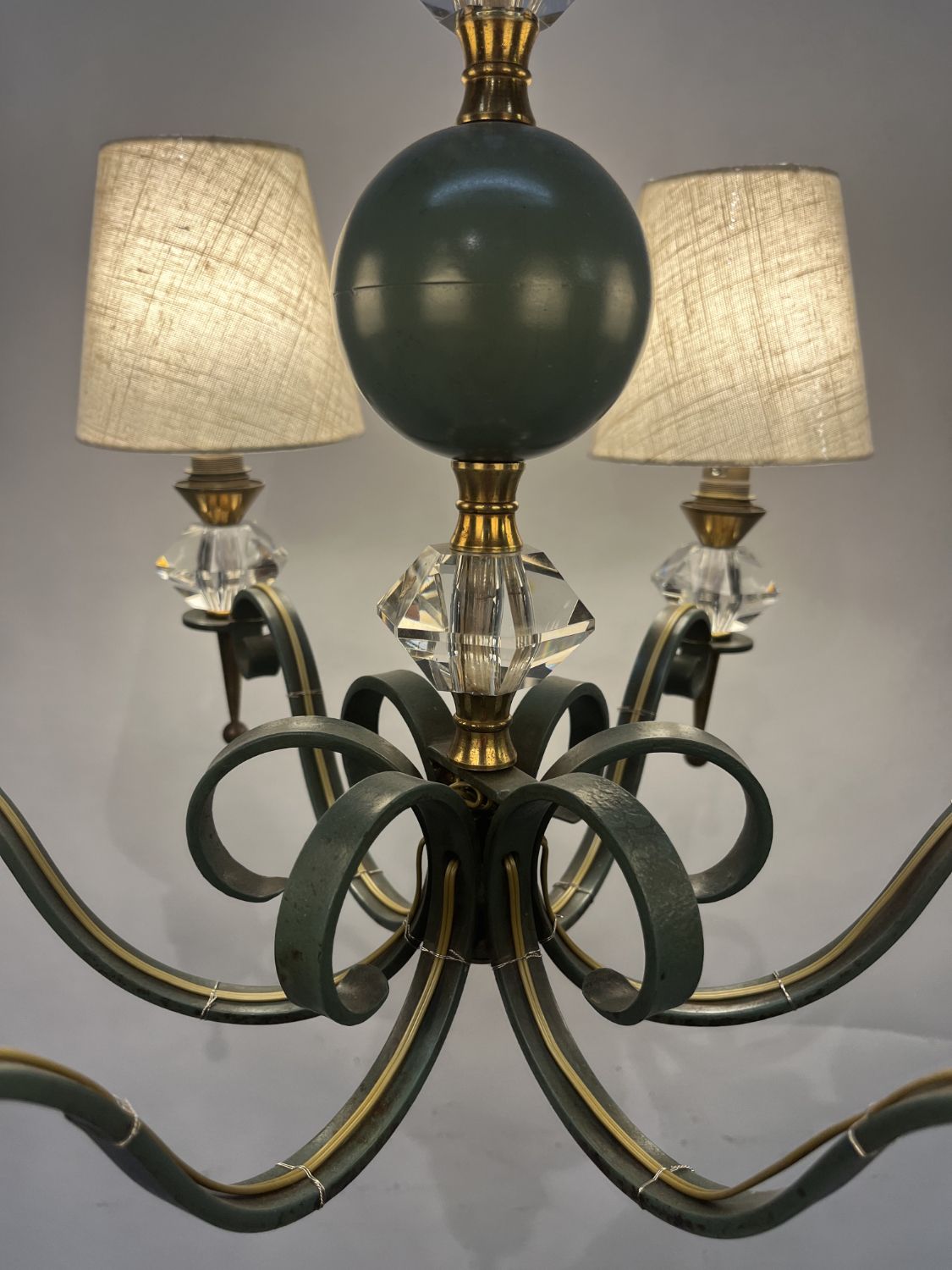photo vinterior 1940s/50s French Chandelier By Philippe Genet & Lucien Michon Cristal De Sevres