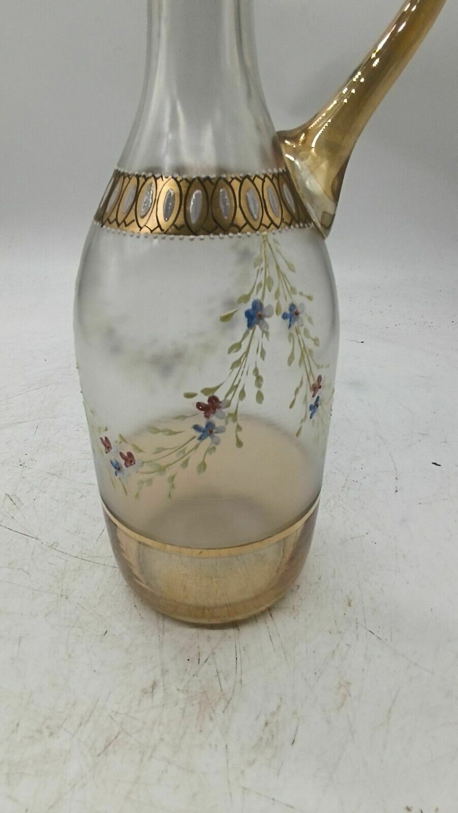 Antique Glass Liqueur Bottle With Decorated Glasses Italy 19th Century photo for sale