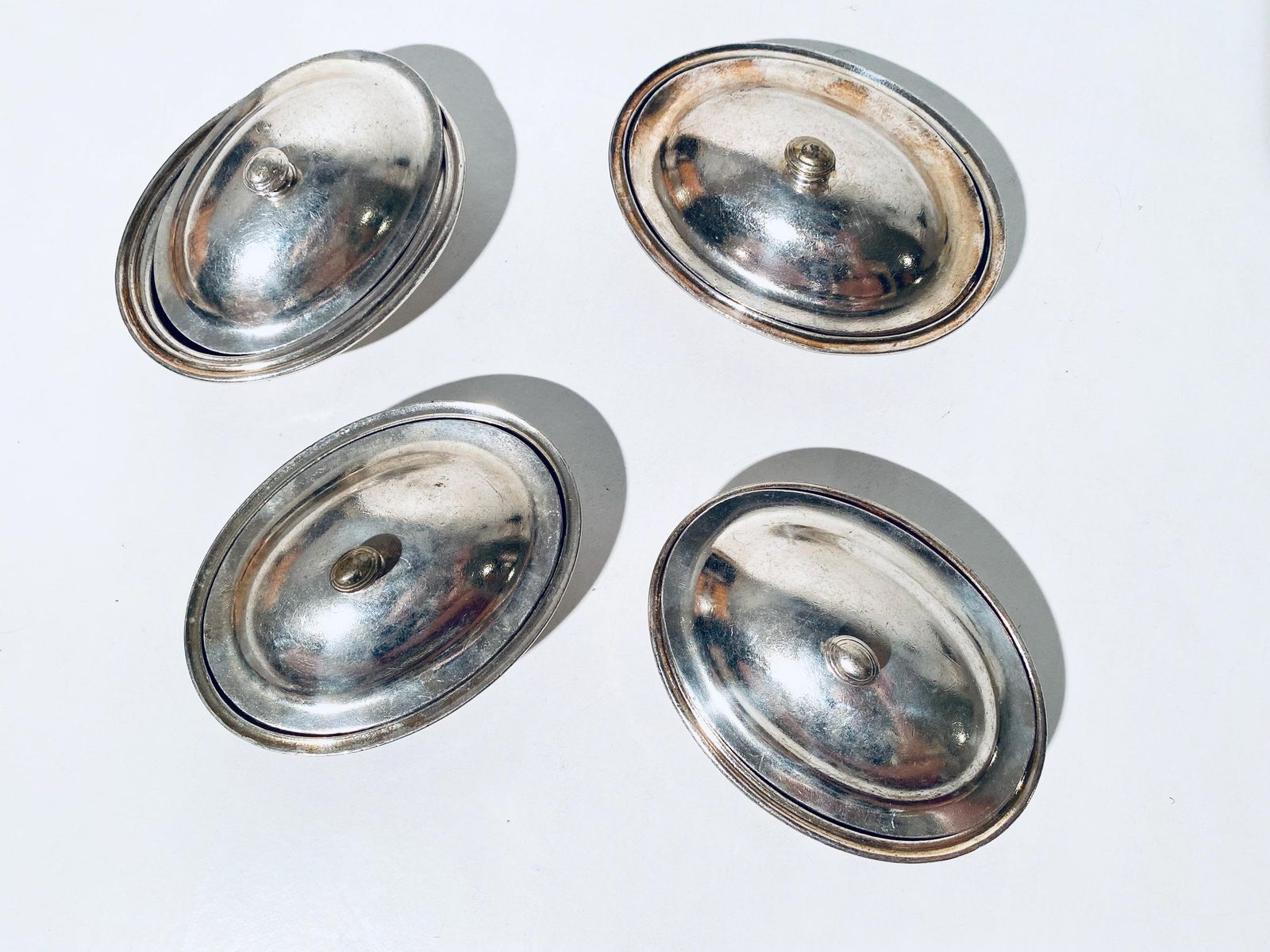 Four American President Lines Silver Plated Bowls With Lids / 1940s Vintage Decor photo vintage