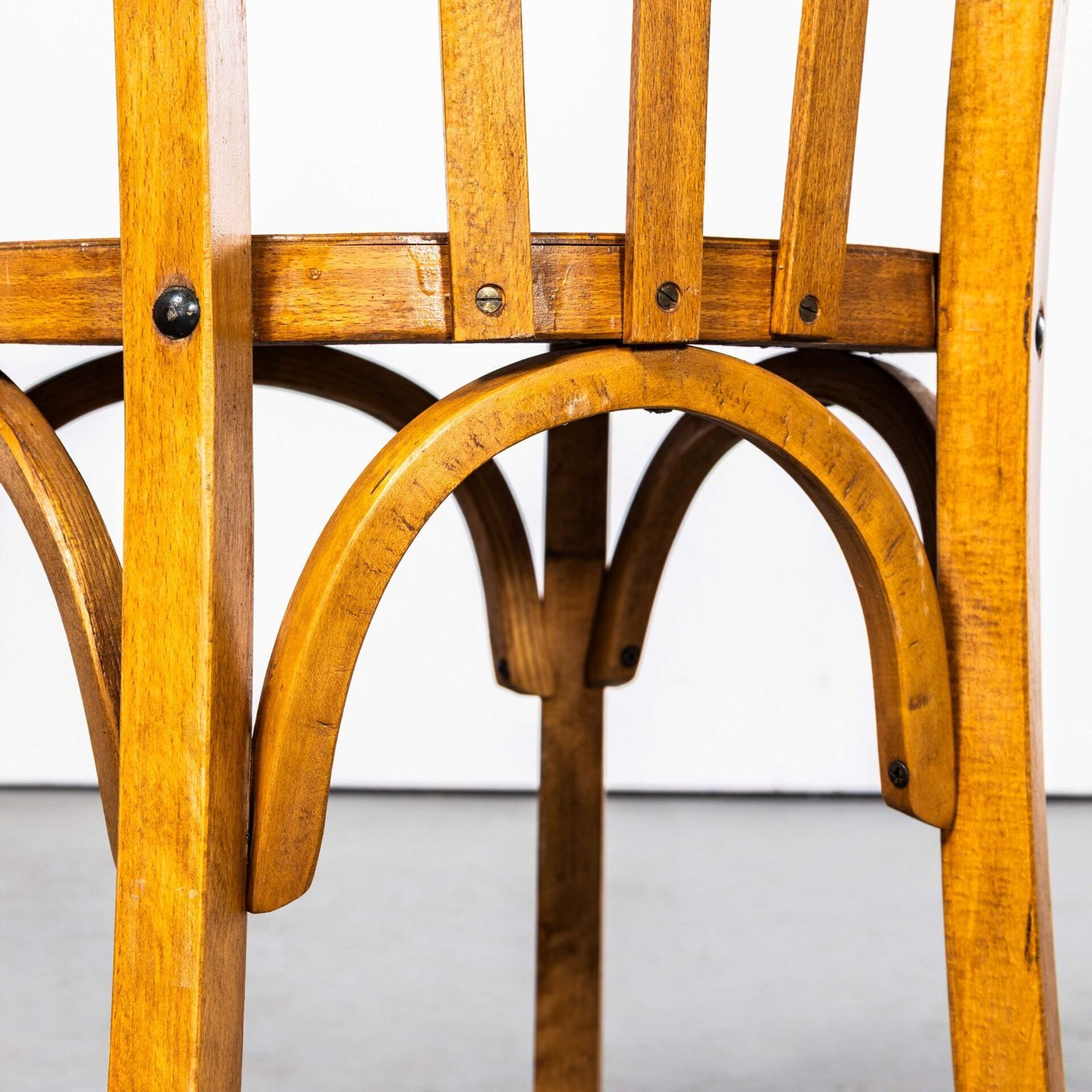 1950’s Standard Flat Seat Bistro Blonde French Dining Chairs photo for sale