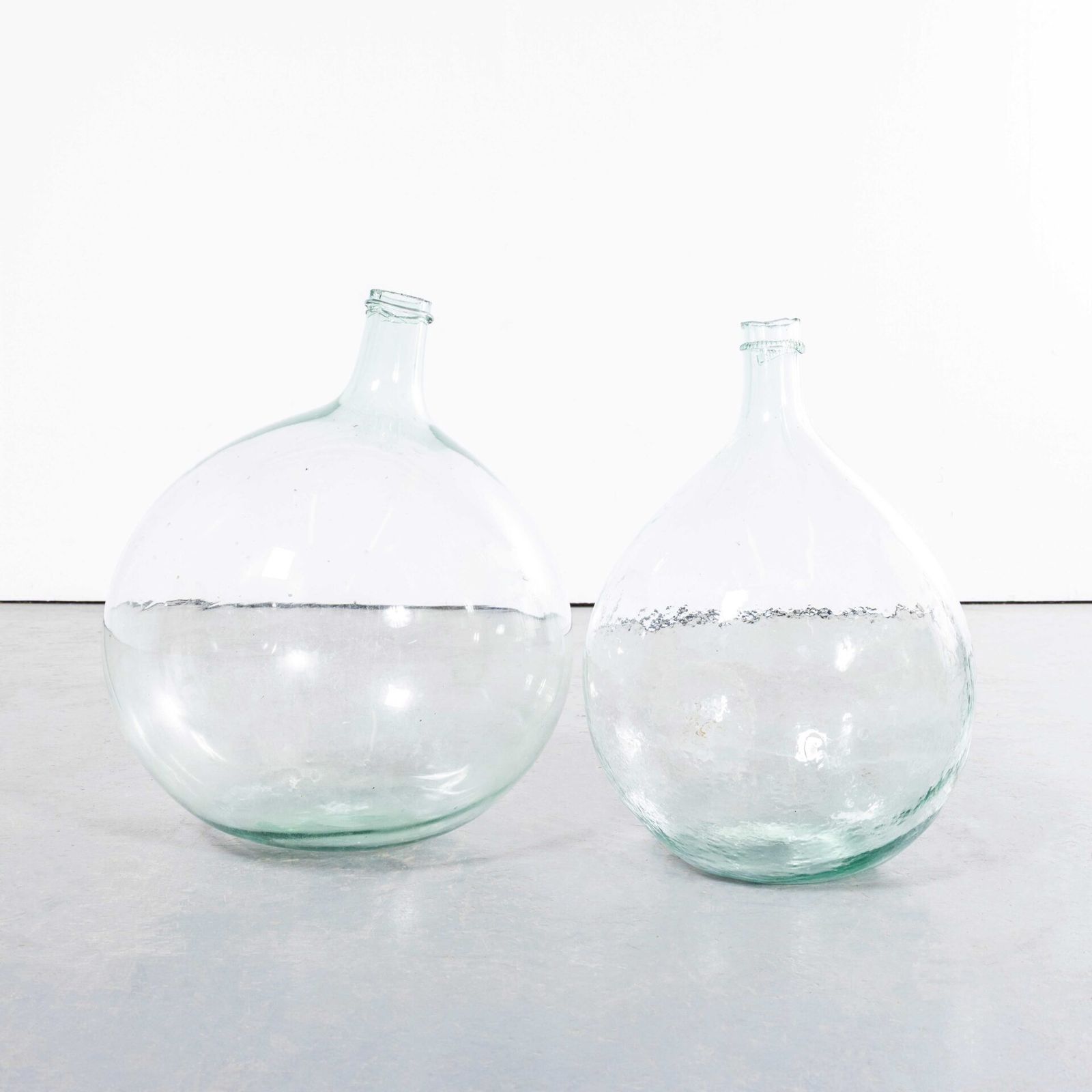 Vintage French Clear Glass Demijohns – Pair
