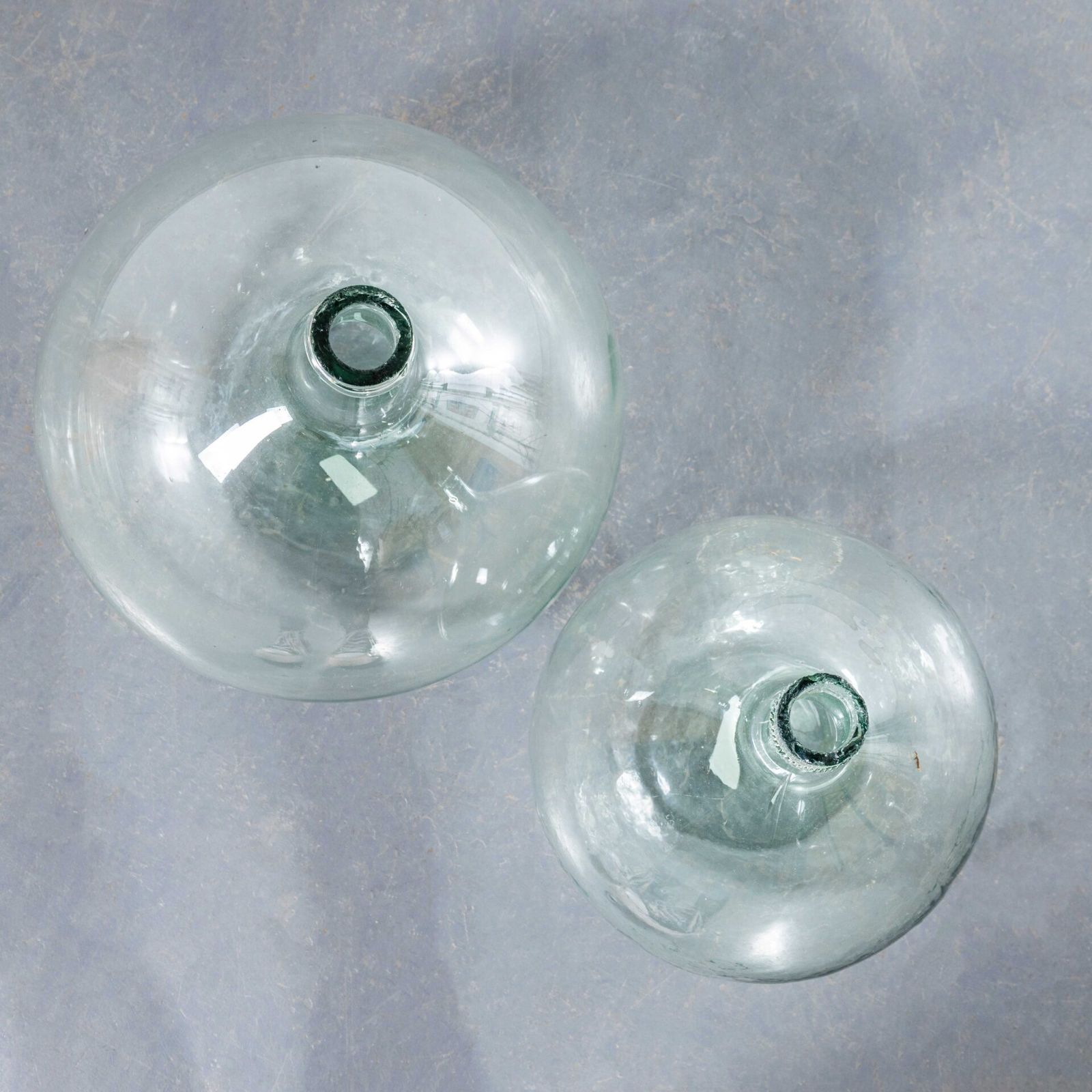 Vintage French Clear Glass Demijohns – Pair photo Home Decor