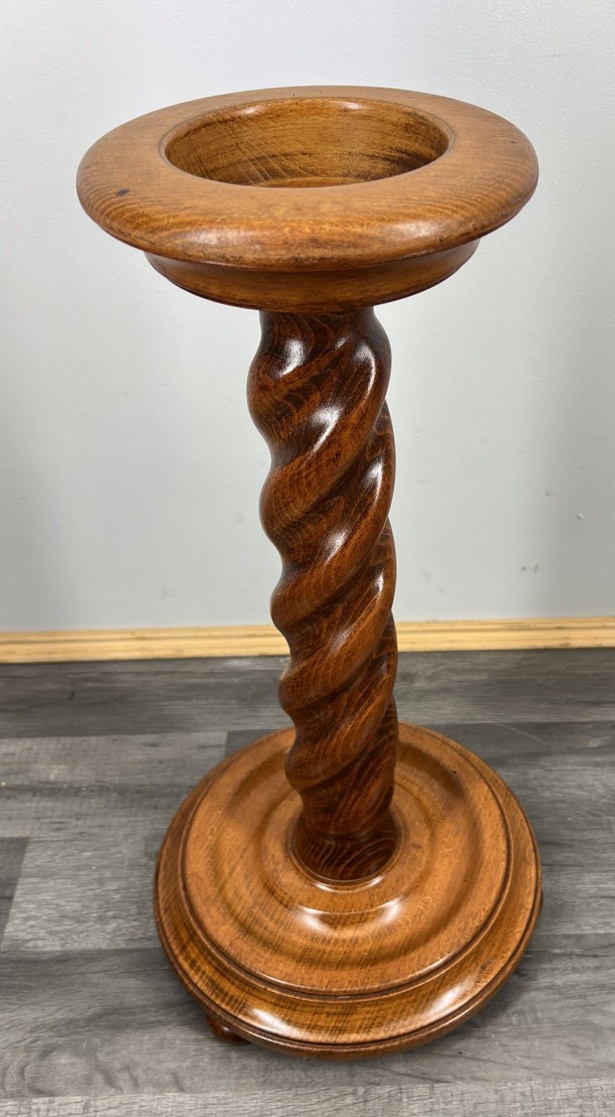 French Vintage Carved Oak Plant Stand Barley Twist Pedestal Lot 3888 photo furniture