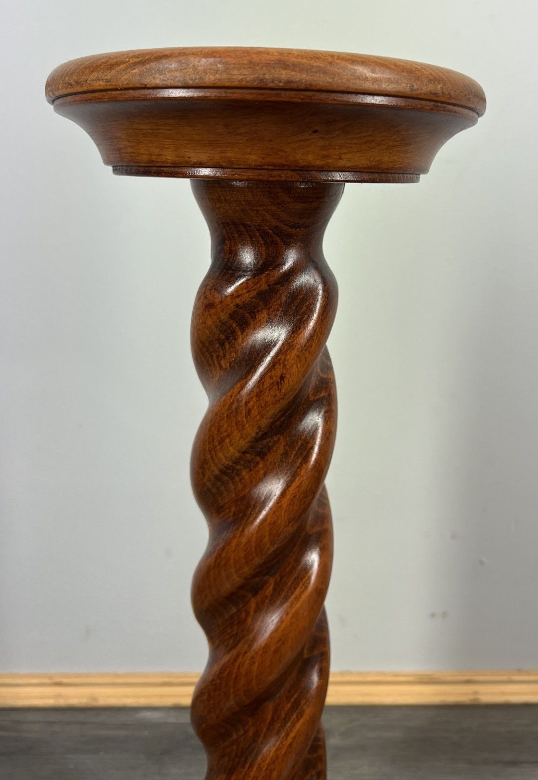 French Vintage Carved Oak Plant Stand Barley Twist Pedestal Lot 3888 photo Home Decor