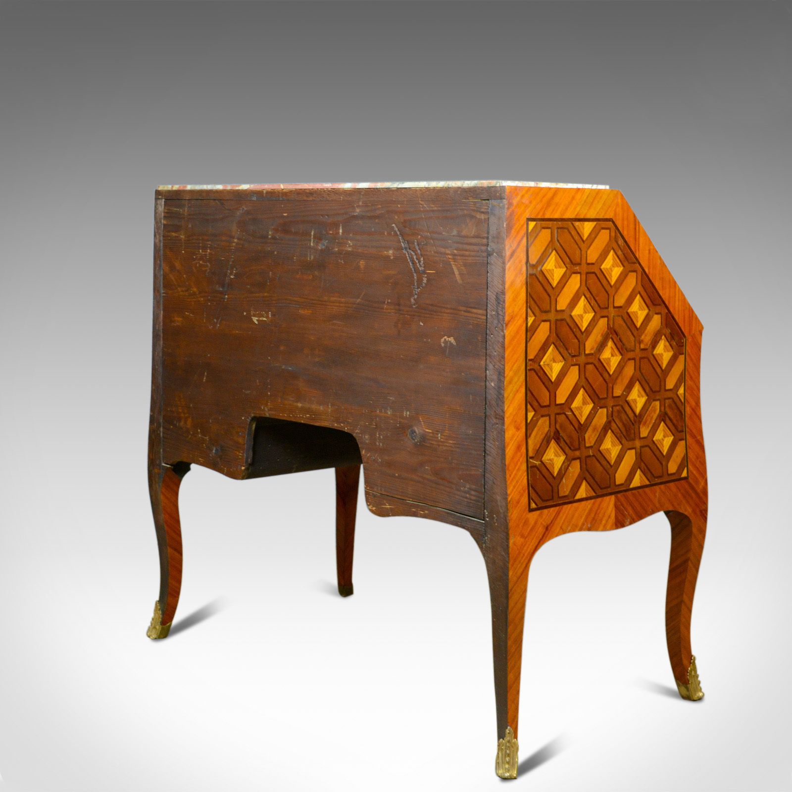Antique Bureau, French, Marble Top, Kingwood, Marquetry Desk, Circa 1900 photo 2850.0
