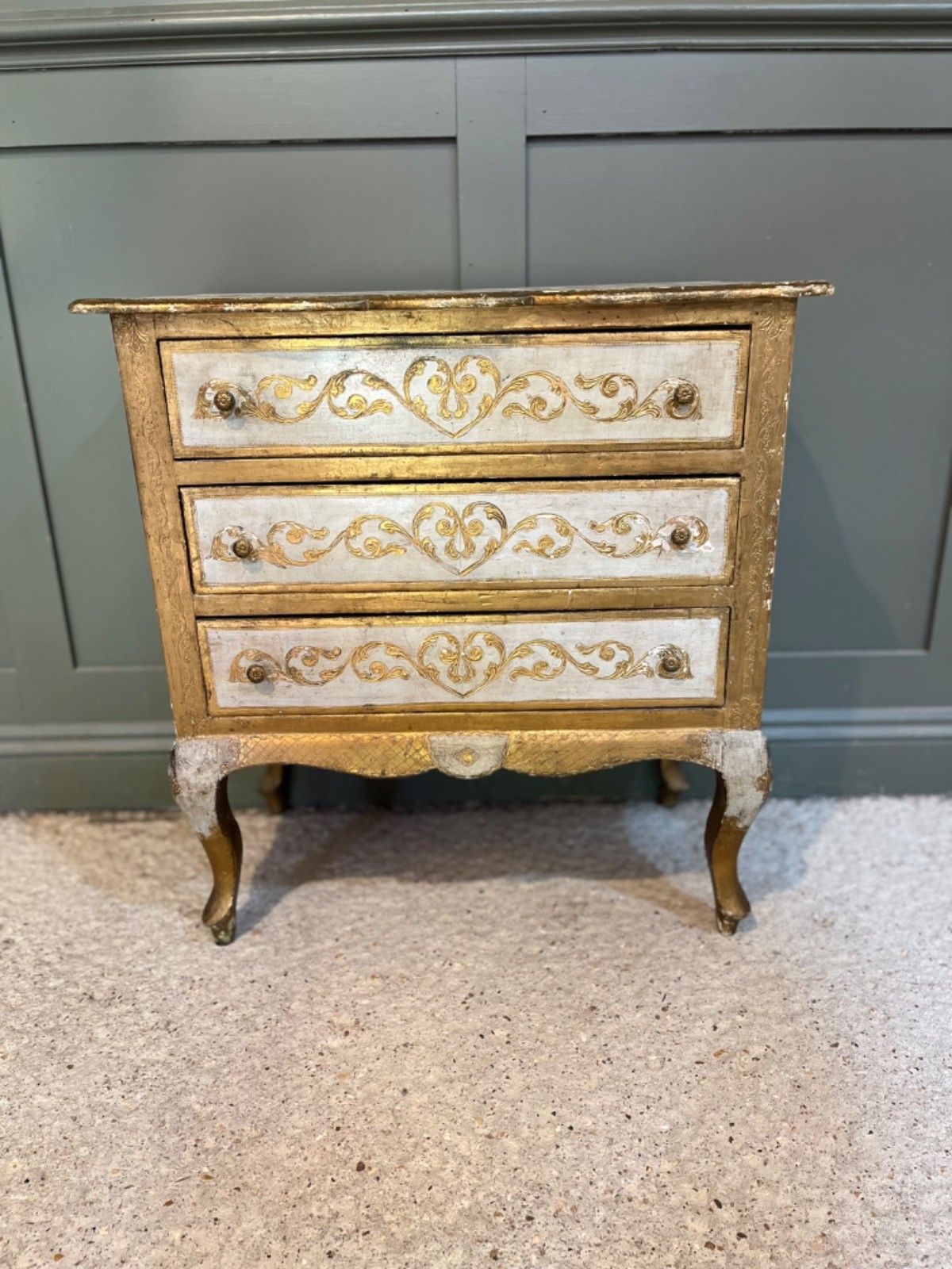 Vintage Chest Of Drawers Italian Painted Gilt