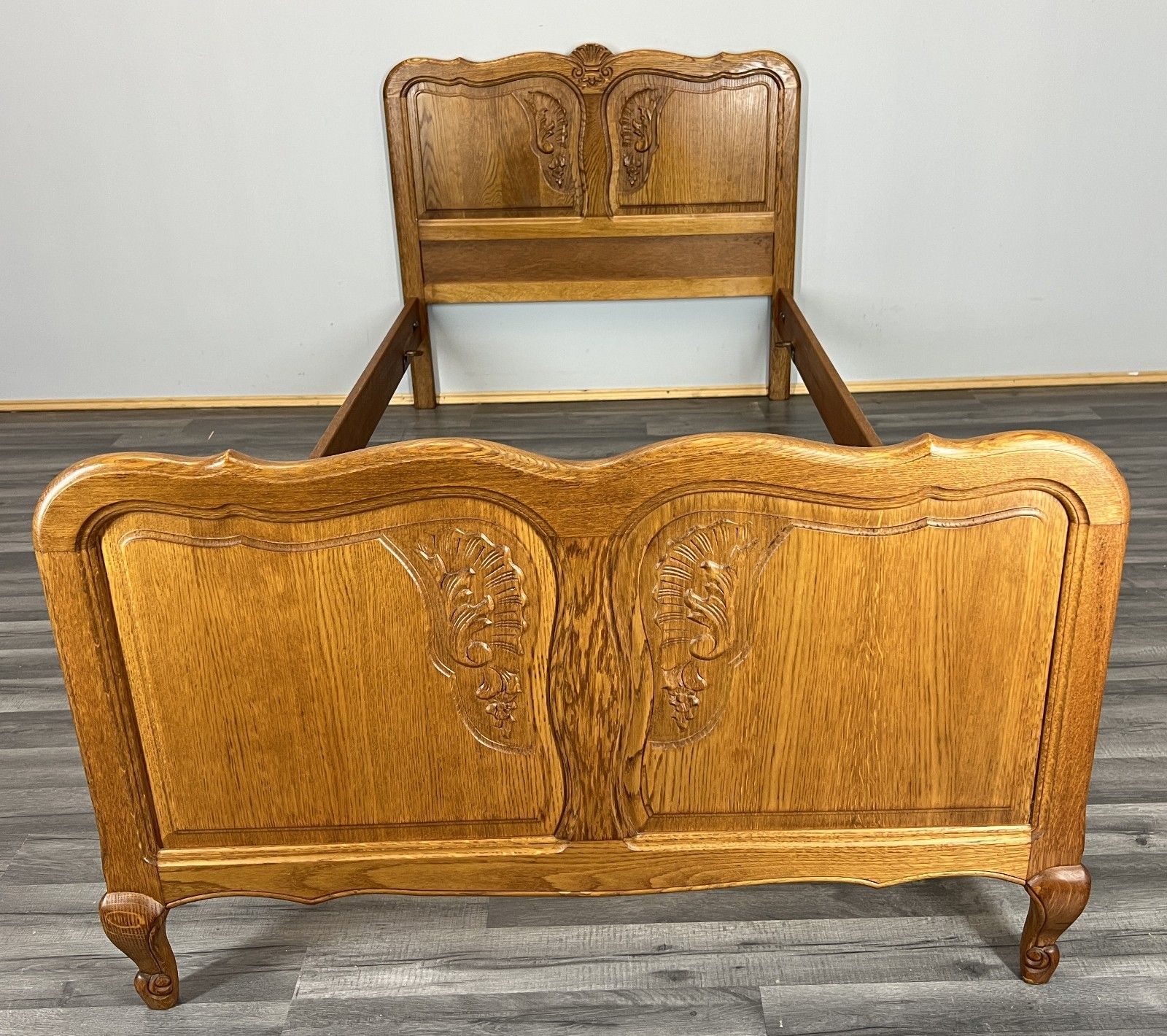 Bed Frame Vintage French Louis XVI Style Oak Single Carved Panel Lot 4074