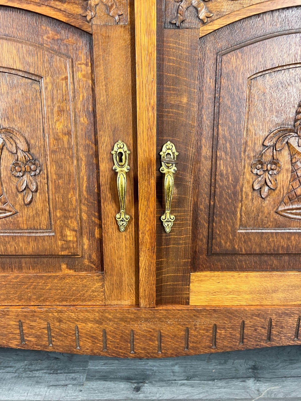 Cabinet Antique French Marble Top Oak Carved With Drawers Sideboard Lot 4070 photo buy