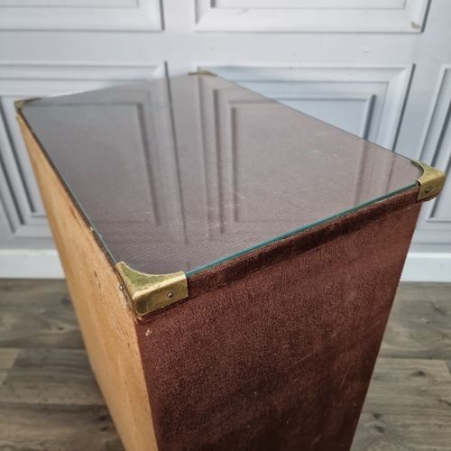 Retro Vintage Velvet Fabric Bedside Side Table Chest Of Drawers Mid Century photo vintage