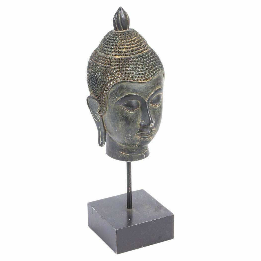 Decorative Buddha Head Stand Antique Resin Buddha Head On Stand 1960