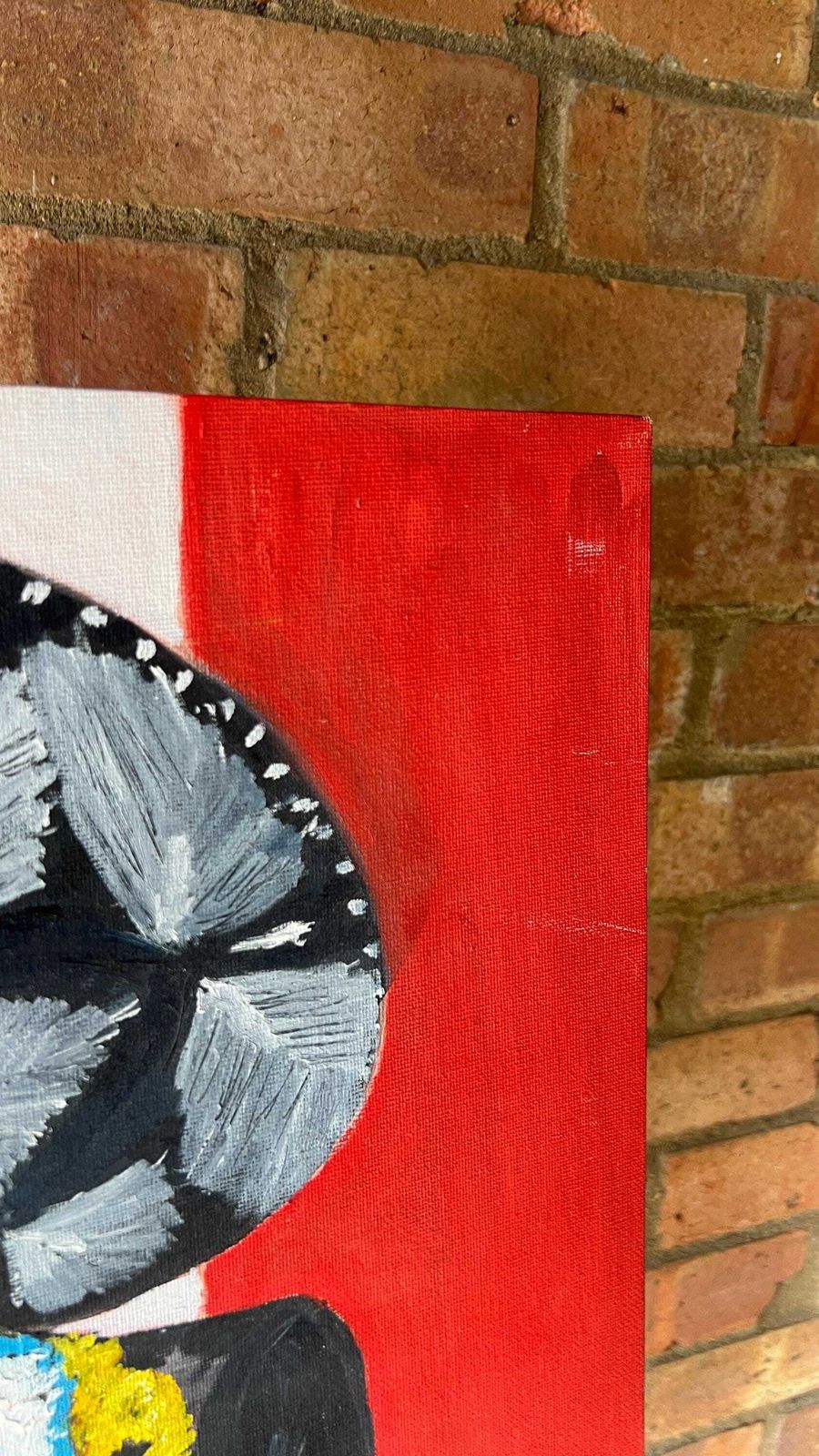 Contemporary Oil Painting On Canvas Board — Colourful Mexican Folk Portrait photo vinterior
