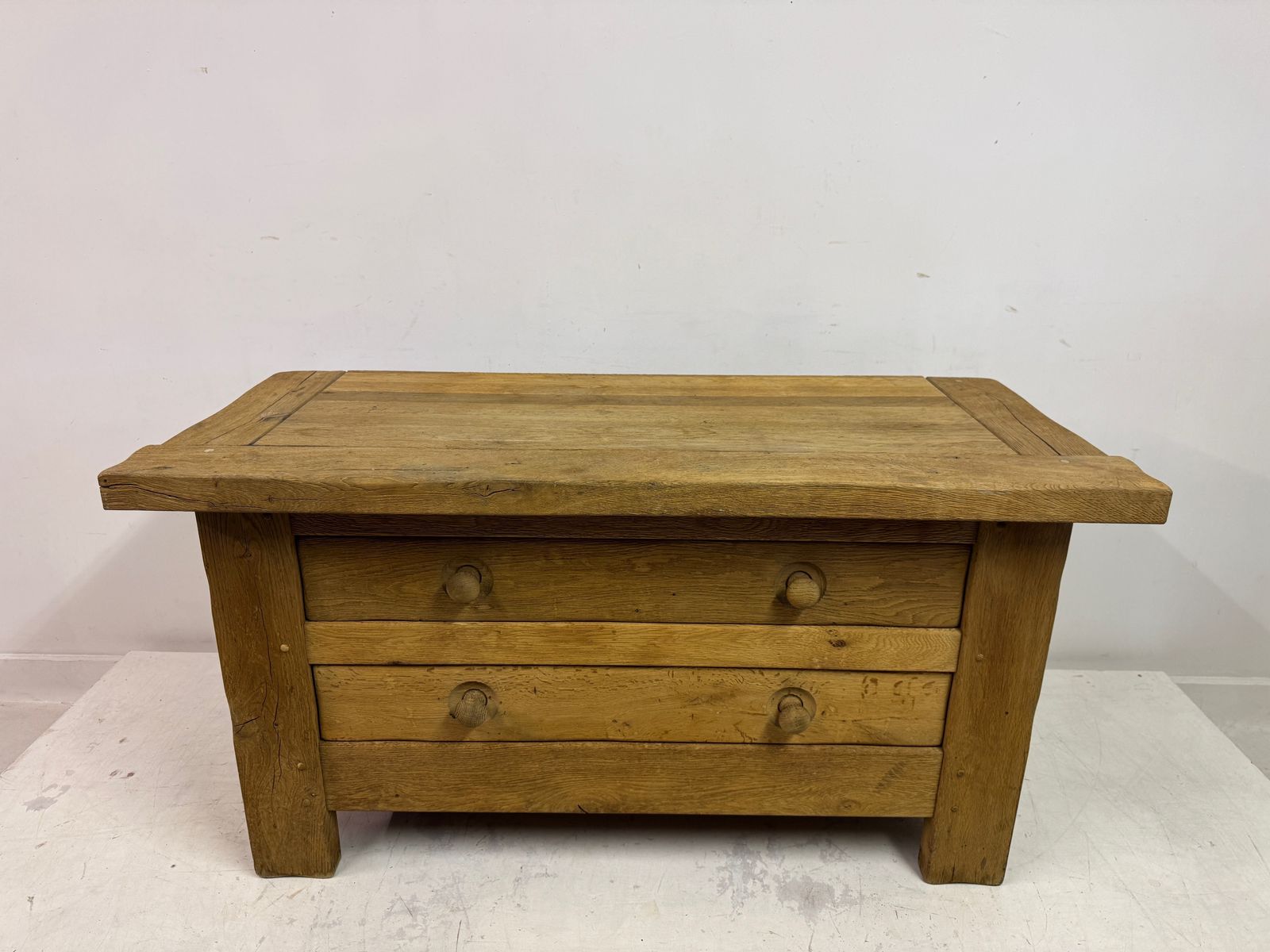 Brutalist Two Drawer Chest In Solid Oak, Belgium, 1960s photo furniture