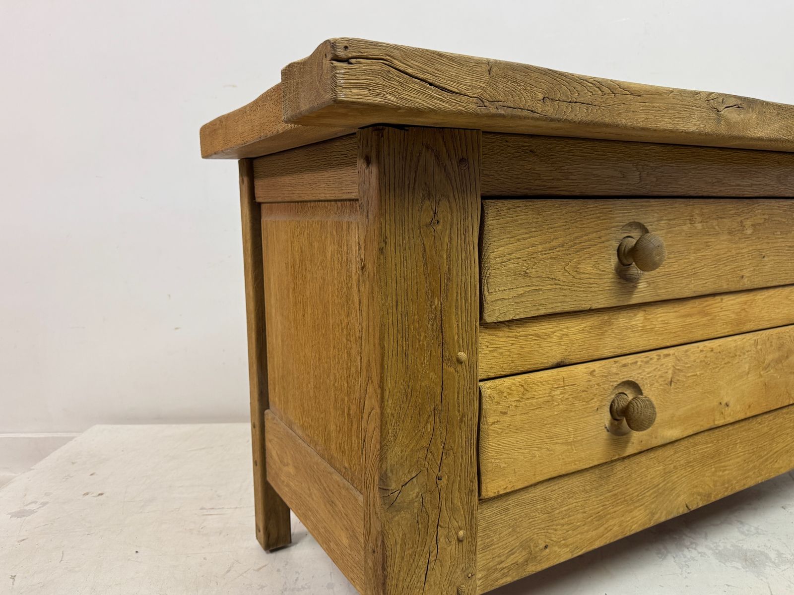 Brutalist Two Drawer Chest In Solid Oak, Belgium, 1960s photo Furniture
