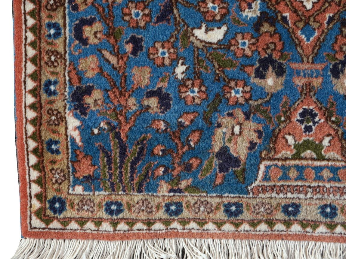 Vintage Kashmir Wool Rug – Prayer Design With Tree Of Life | 92 X 62 Cm photo furniture