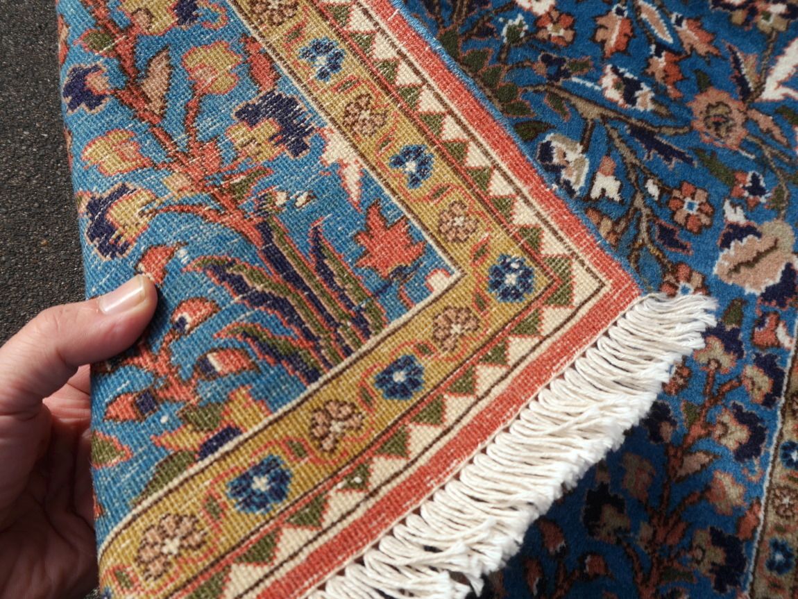 Vintage Kashmir Wool Rug – Prayer Design With Tree Of Life | 92 X 62 Cm photo vintage