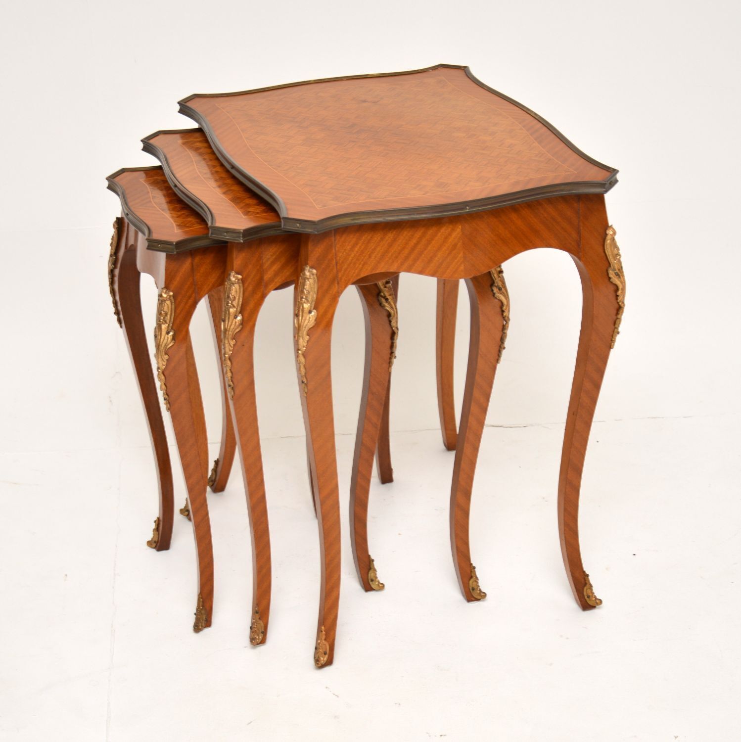 Antique French Louis XV Style Parquetry Top Nest Of Tables photo for sale