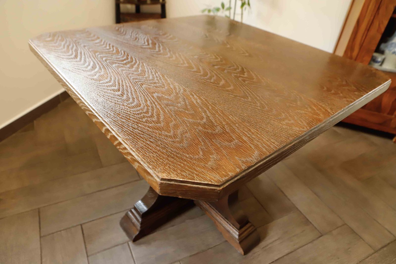 Furniture Rustic Oak Table With Central Base photo
