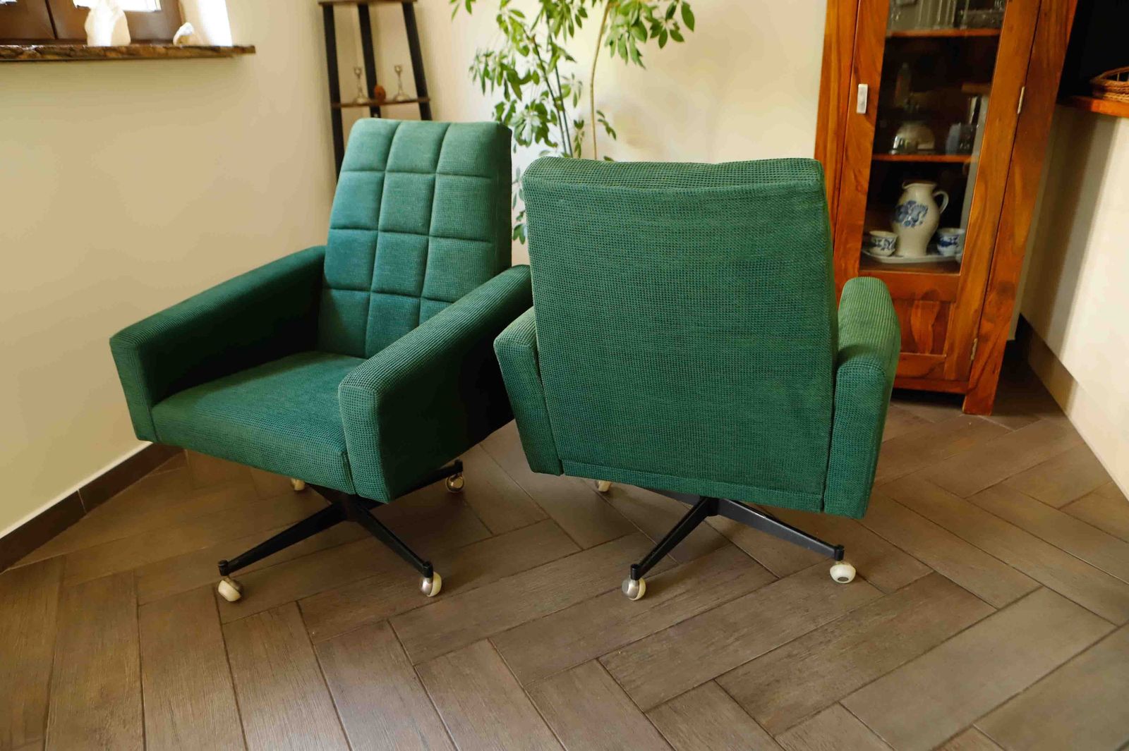 Pair Of Retro Swivel Chairs On Casters photo Furniture