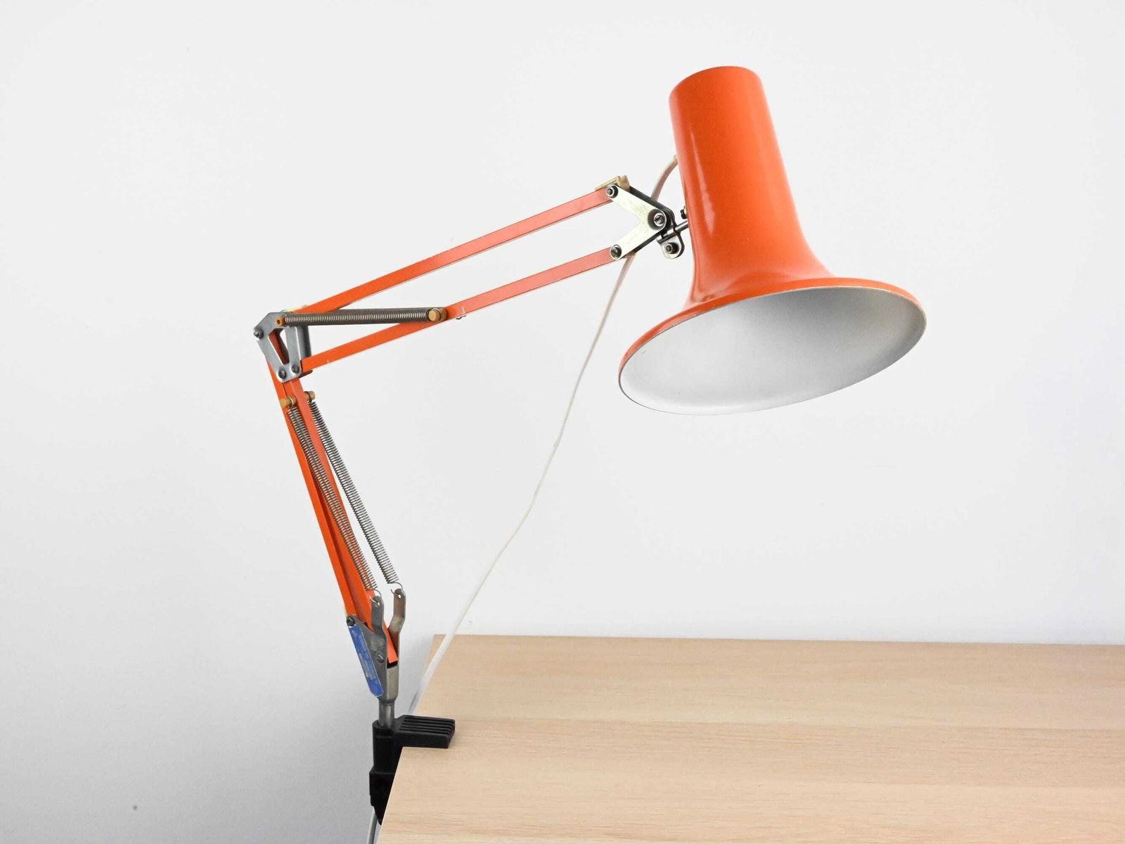Vintage Szarvasi Hungary Industrial Desk Lamp, Architect Lamp, Orange Desk Lamp, Mid Century Lamp, Mid Century Lighting, Table Lamp photo furniture