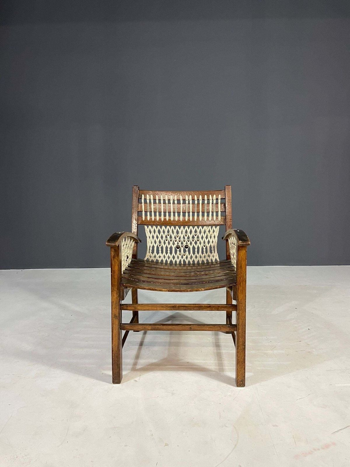 Vintage Macramé Armchair, 1960s, Czechoslovakia, Wooden Frame photo 552.0