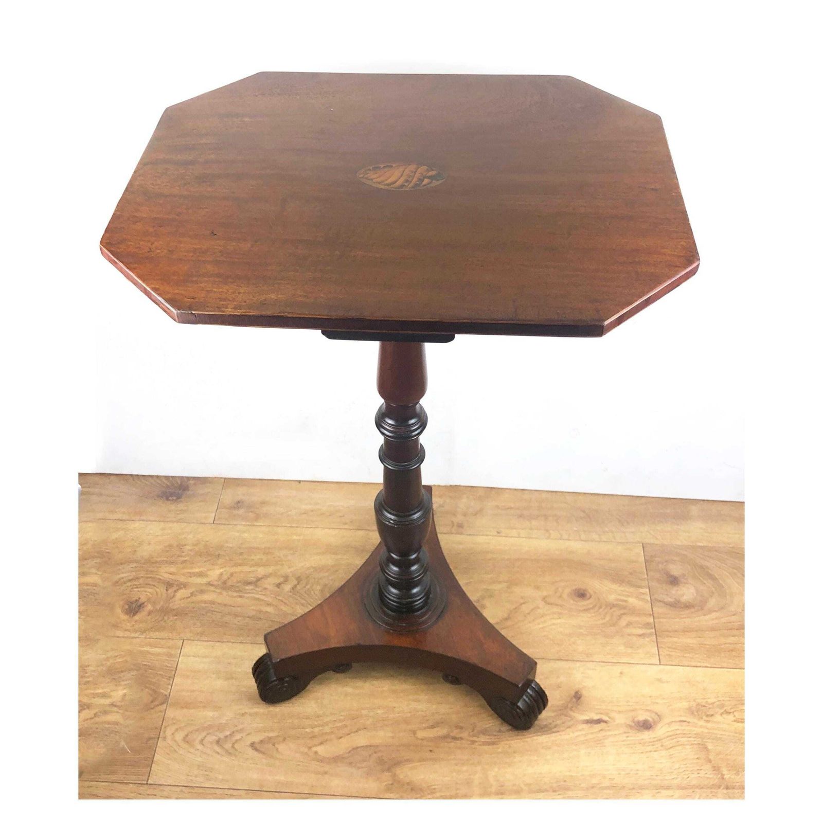 Antique Regency/Early Victorian Octagonal Top Wine Table Antique Regency Small Side Table Small Mahogany Pedestal Table Regency Wine Table