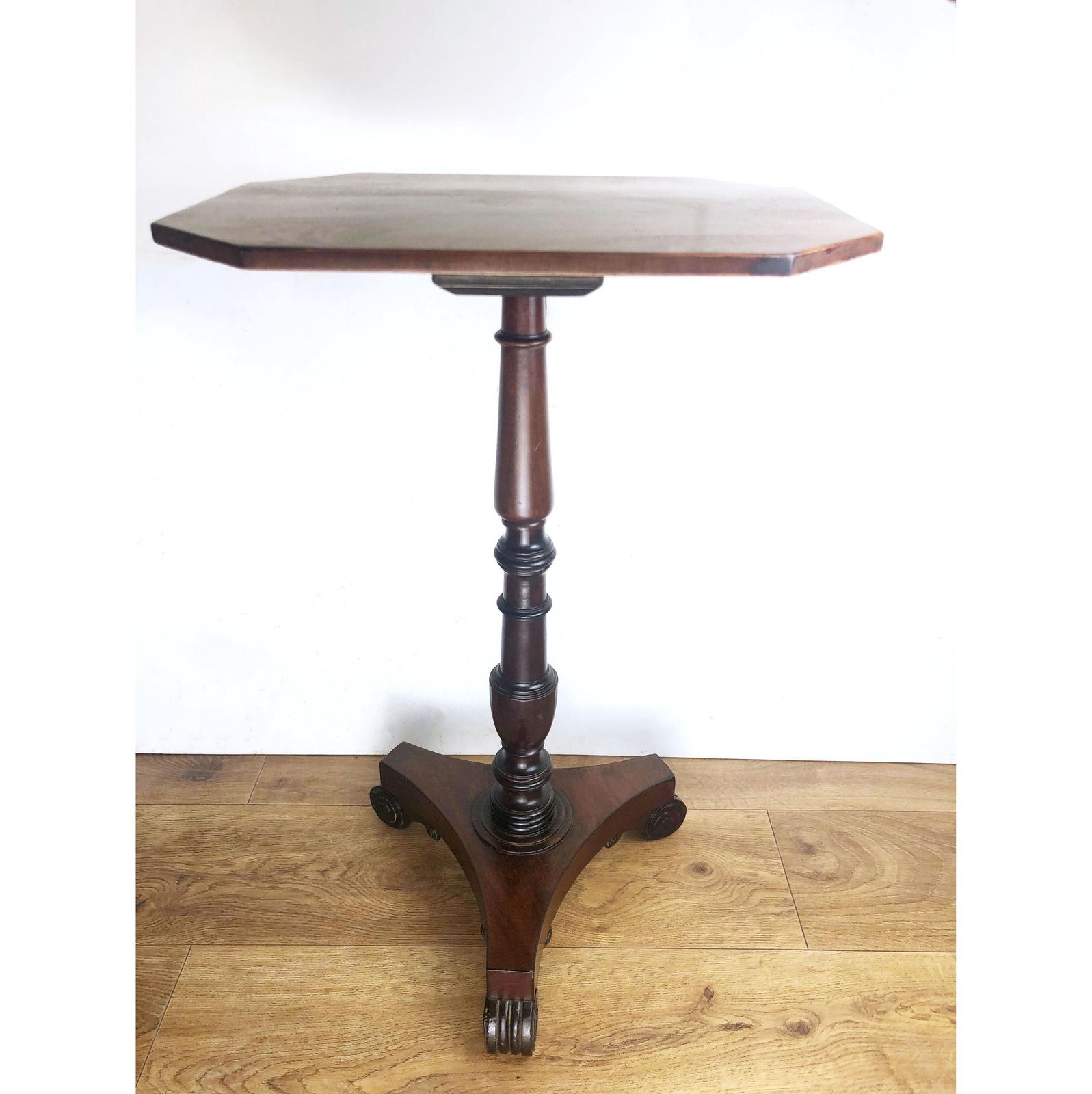 Antique Regency/Early Victorian Octagonal Top Wine Table Antique Regency Small Side Table Small Mahogany Pedestal Table Regency Wine Table photo Furniture