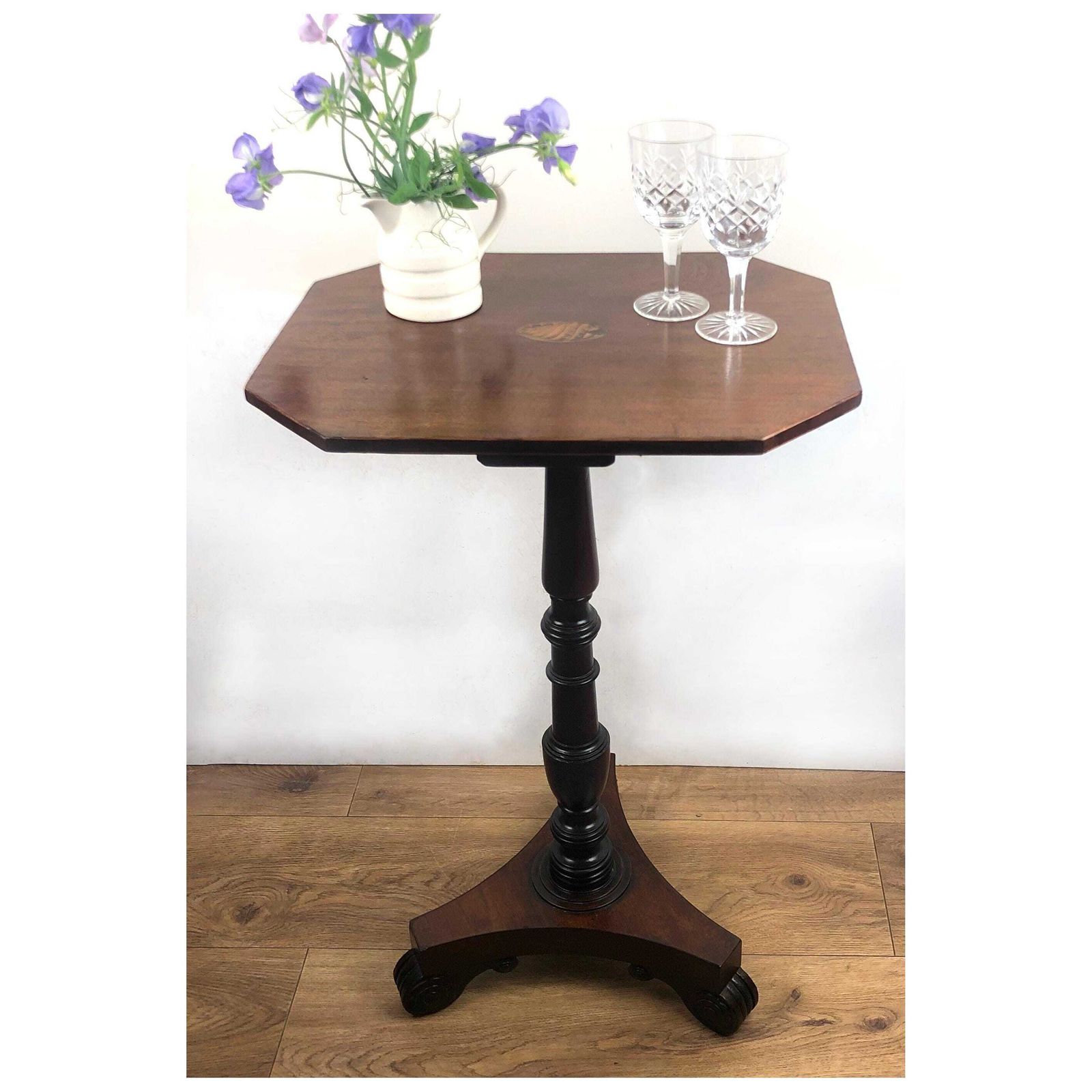 Antique Regency/Early Victorian Octagonal Top Wine Table Antique Regency Small Side Table Small Mahogany Pedestal Table Regency Wine Table photo 180.0