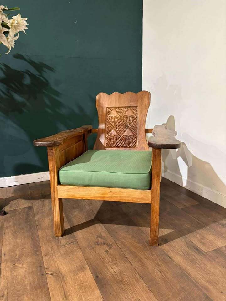 Adjustable Decorative Chair With Tribal Inspired Carvings photo buy