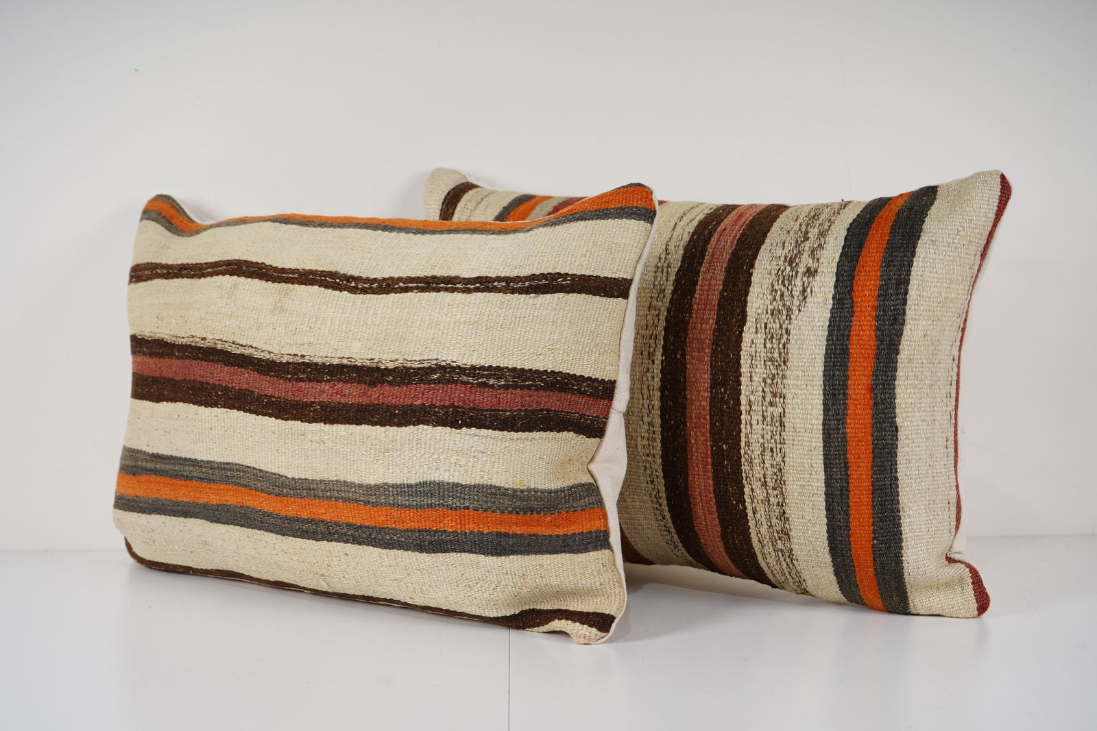 Striped Organic Lumbar Kilim Pillow Case, Set Of Two Turkish Cushion Pillow, Ethnic Pillow, Handmade Pillow, Cushion Case photo furniture