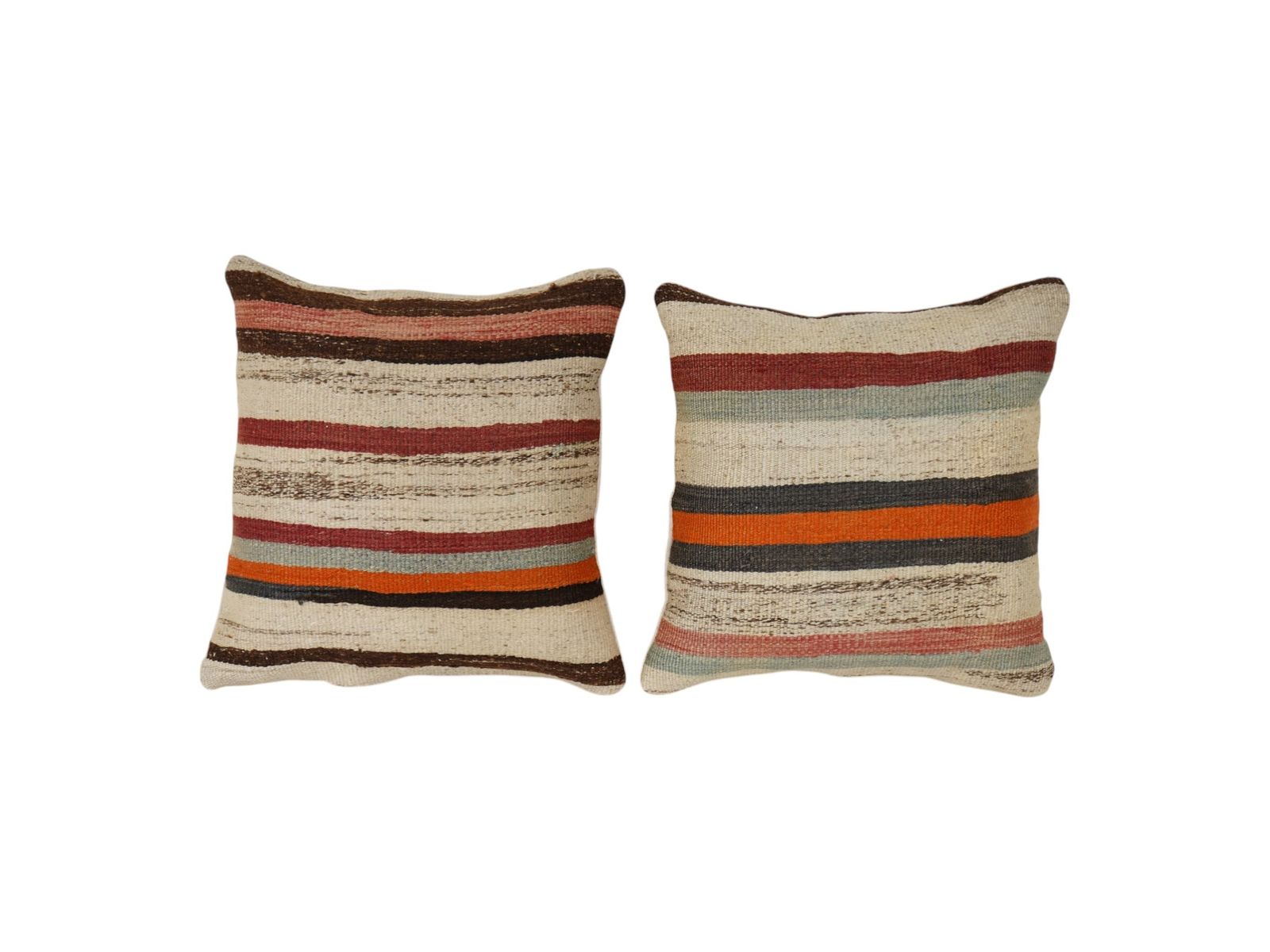 Handmade Turkish Hemp Kilim Pillow Covers, Set Of 2 Tribal Cushions