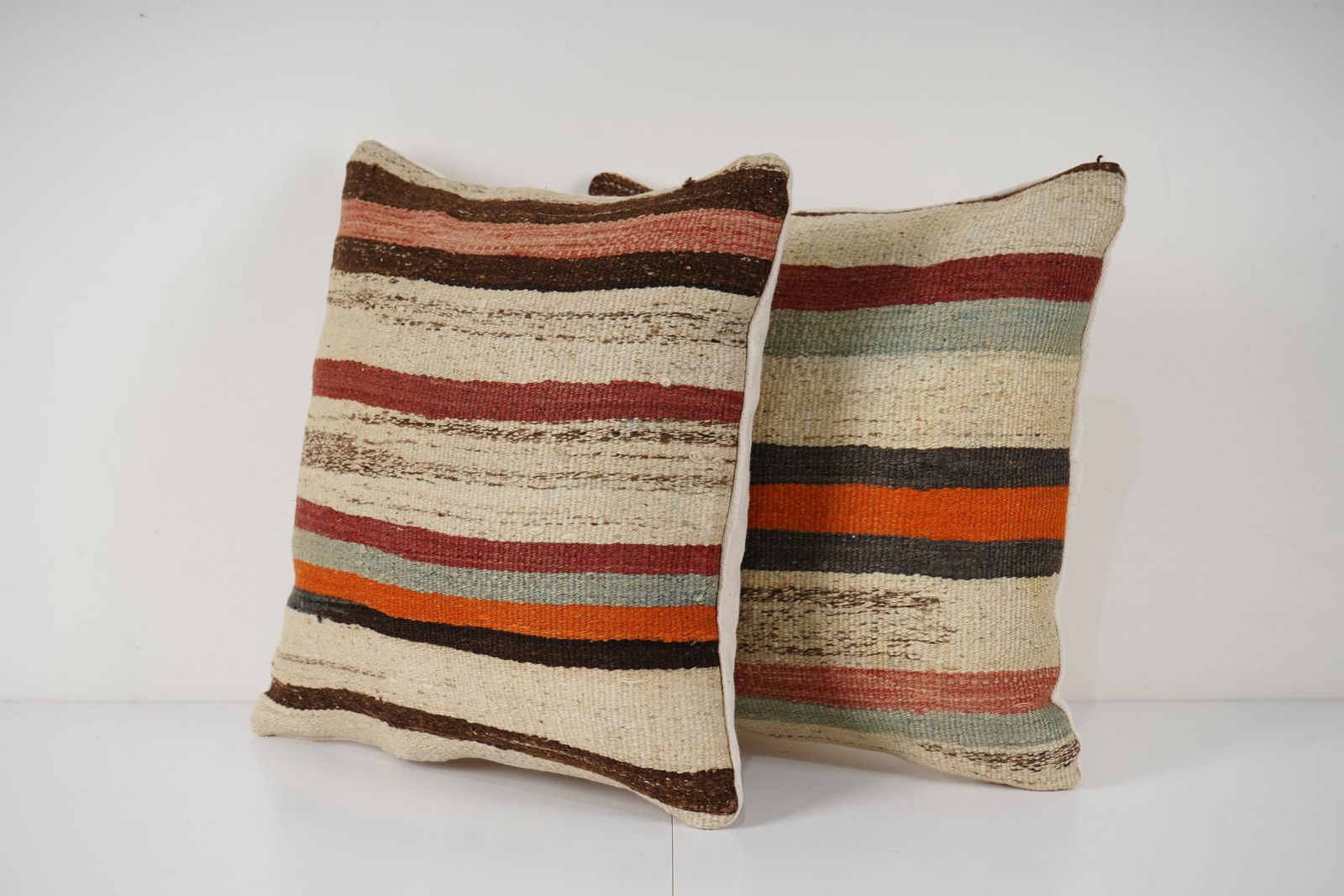 Handmade Turkish Hemp Kilim Pillow Covers, Set Of 2 Tribal Cushions photo Textiles