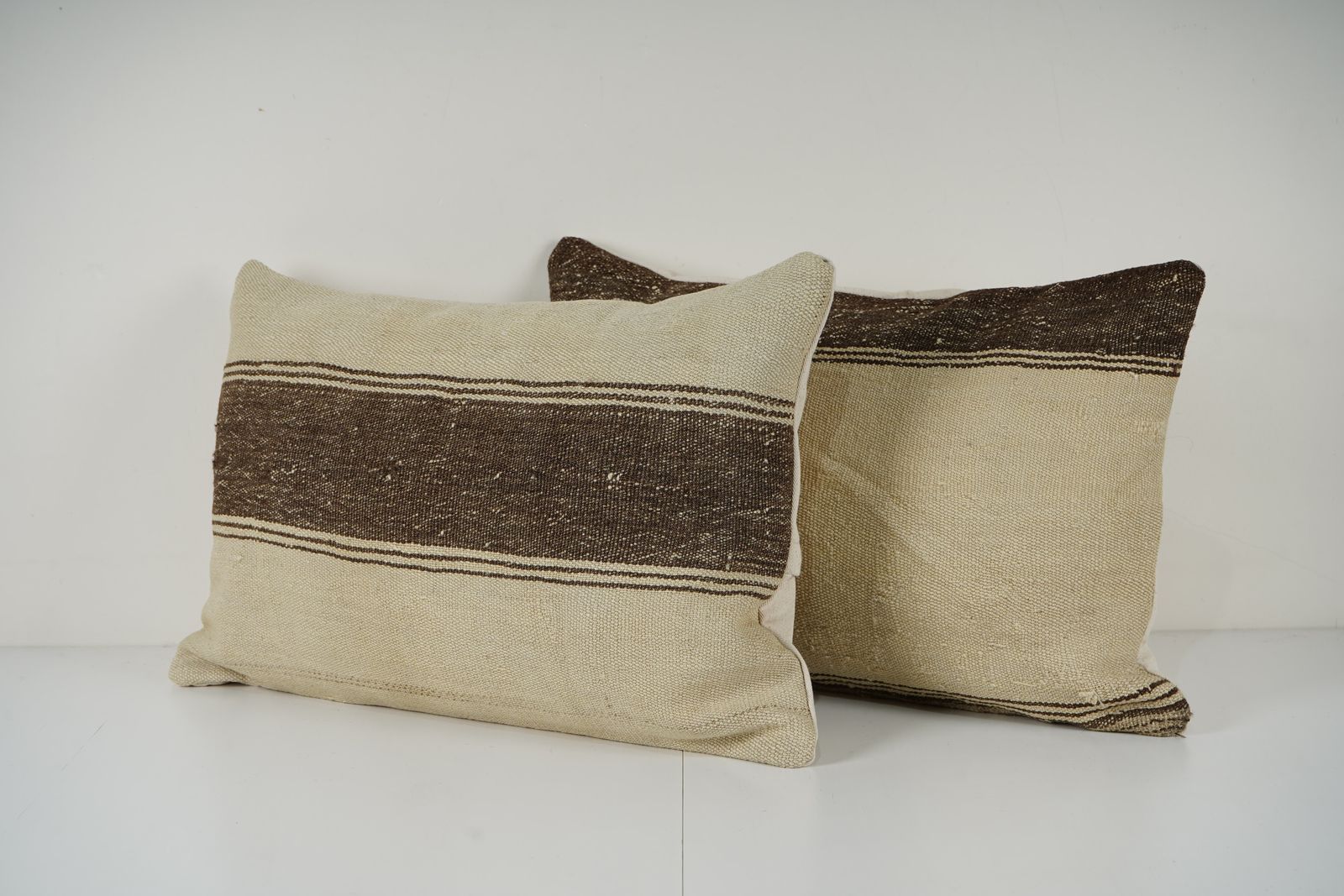Hemp Kilim Pillow, Minimalist Handmade Lumbar Cushion With Distinctive Details, Stylish Decorative Pillow For Living Room Gift photo for sale