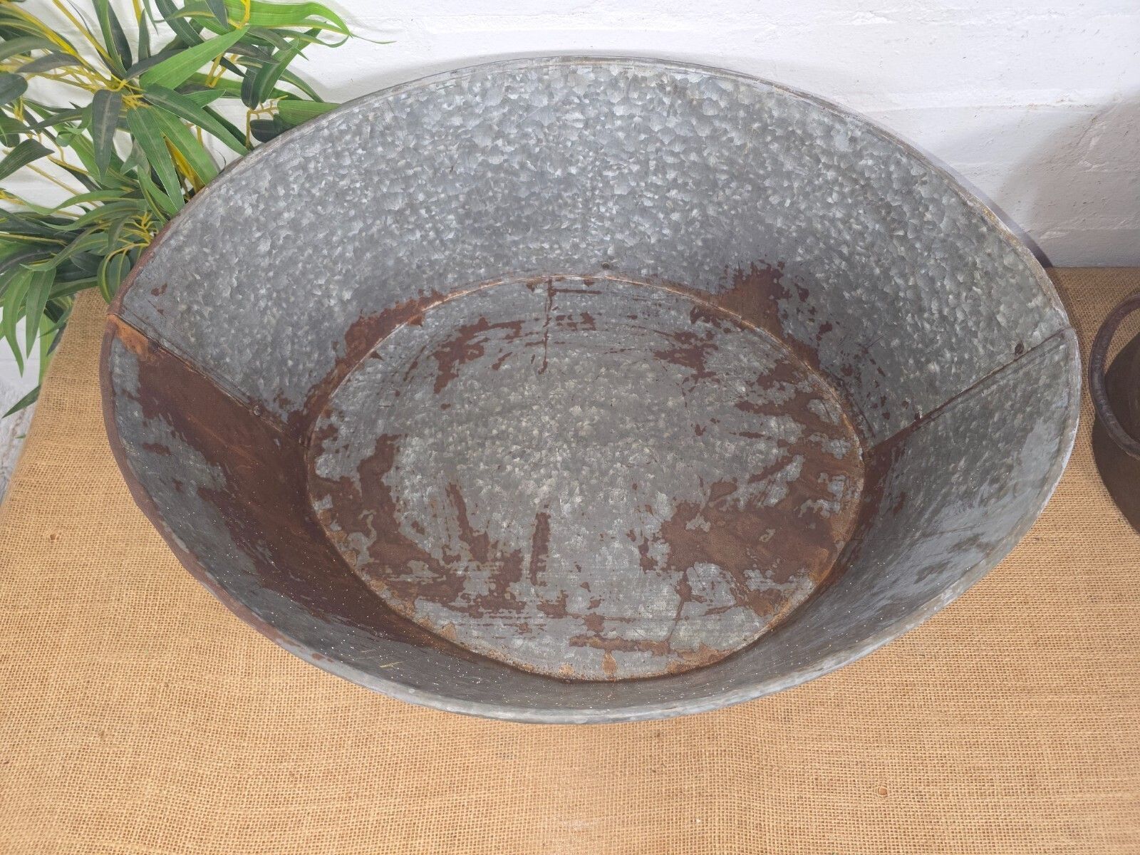 Vintage Reclaimed Galvanised Oval Trough Garden Planter Tub Ice Bucket Bath photo Garden Decor