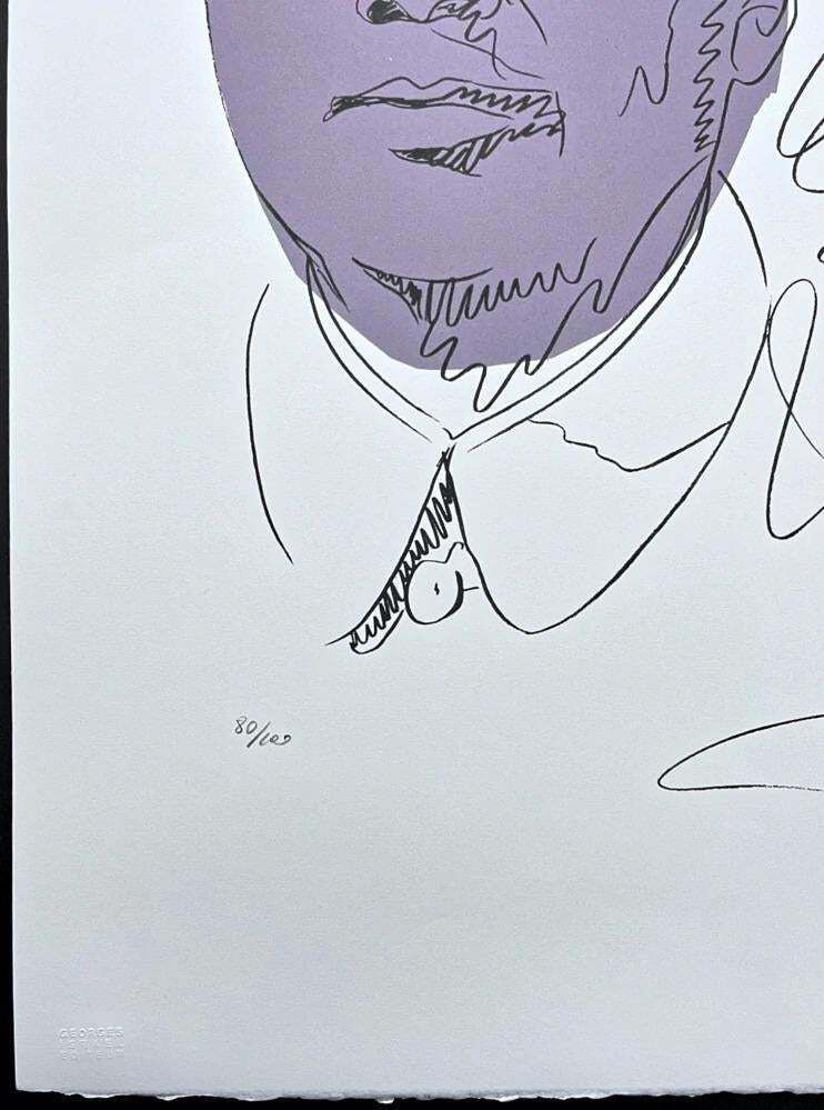 After Andy Warhol, Mao Zedong Drawing White Gray, 1980s, Lithograph photo Art
