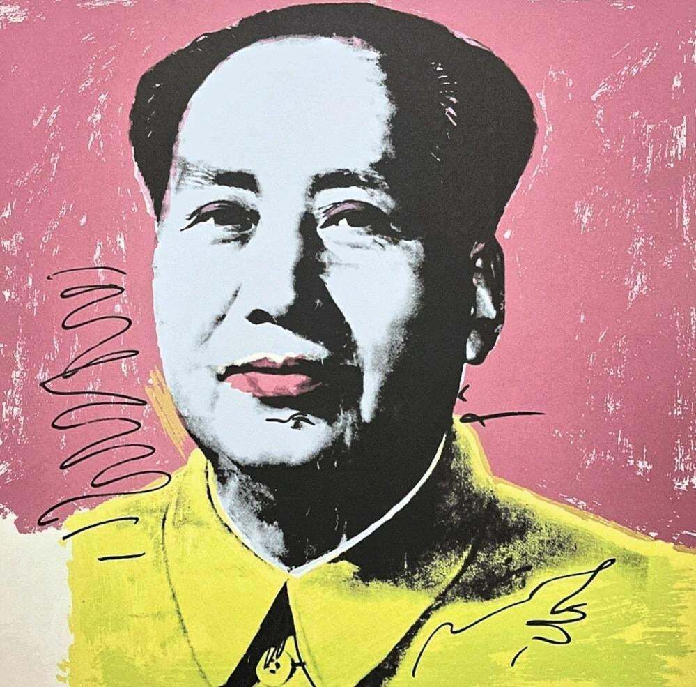 After Andy Warhol,Mao Zedong Pink Yellow, 1980s, Lithograph photo furniture