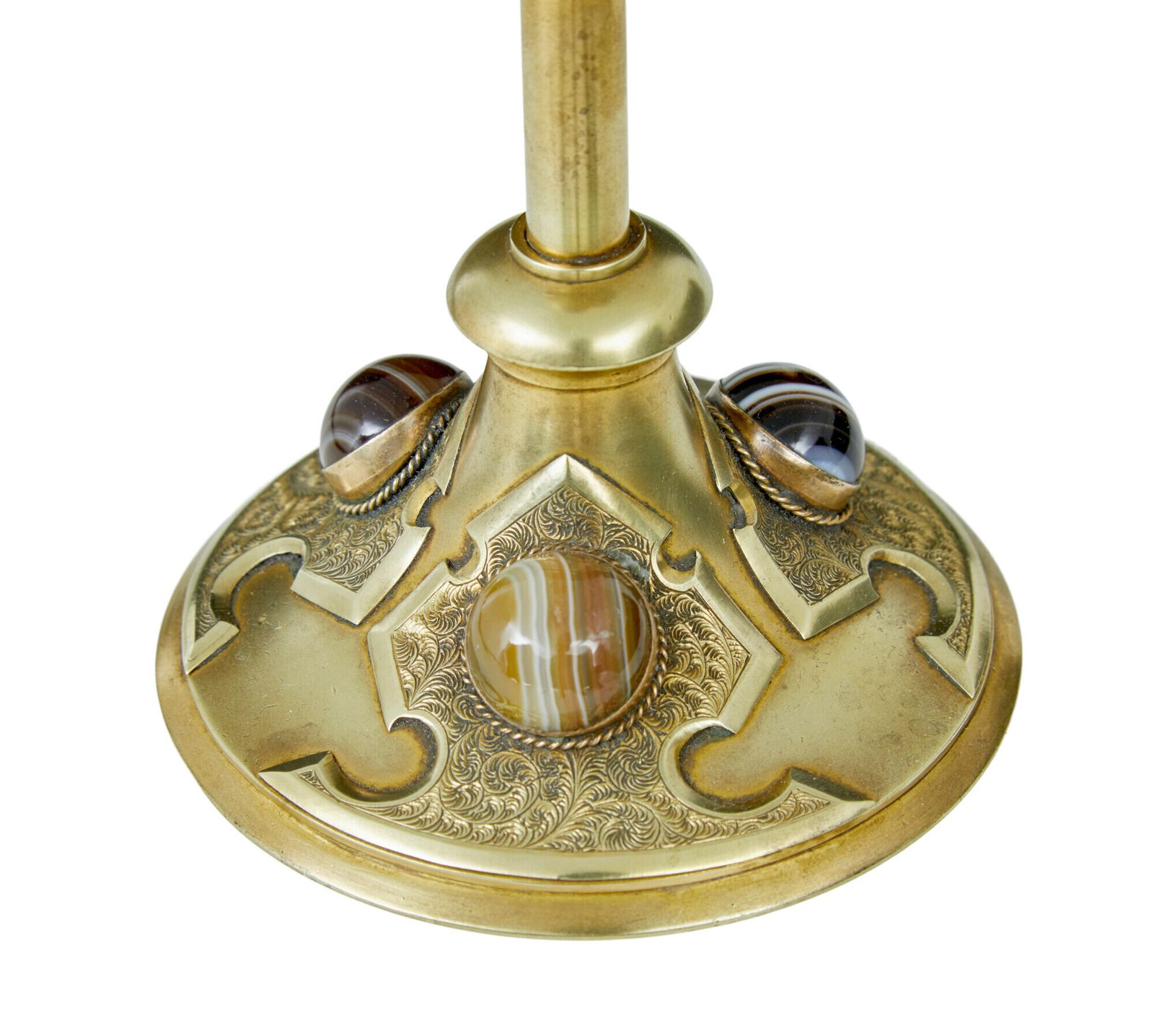 19th Century Aesthetic Movement Brass And Oynx Candlestick photo Home Decor
