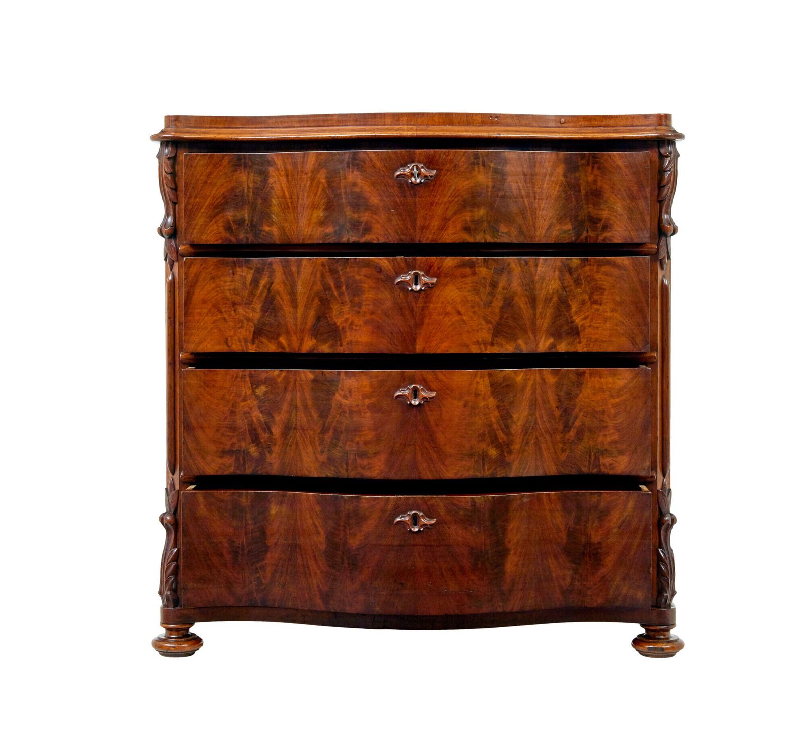 19th Century Swedish Serpentine Mahogany Chest Of Drawers photo 2475.0