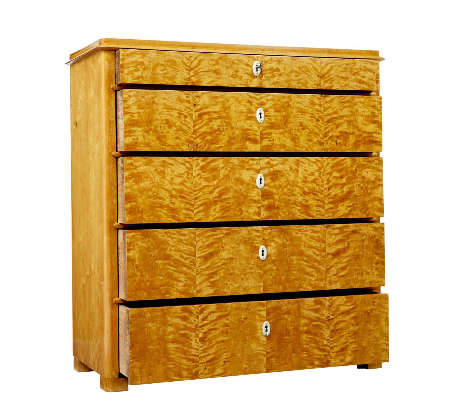photo for sale 19th Century Swedish Flame Birch Chest Of Drawers