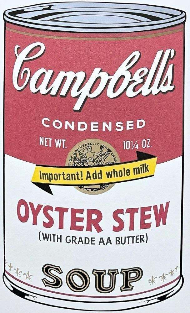 After Andy Warhol, Campbell's Soup Oyster Stew, 1980s, Lithograph photo Art