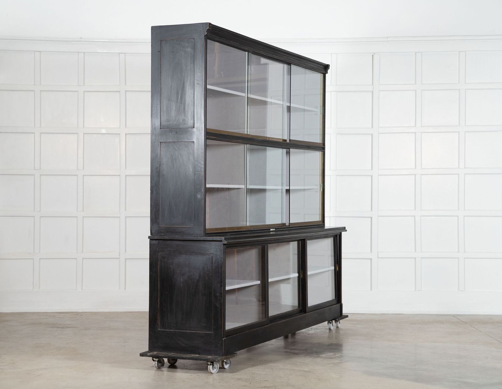 Monumental Ebonised Glazed Mahogany & Pine Haberdashery Cabinet photo for sale