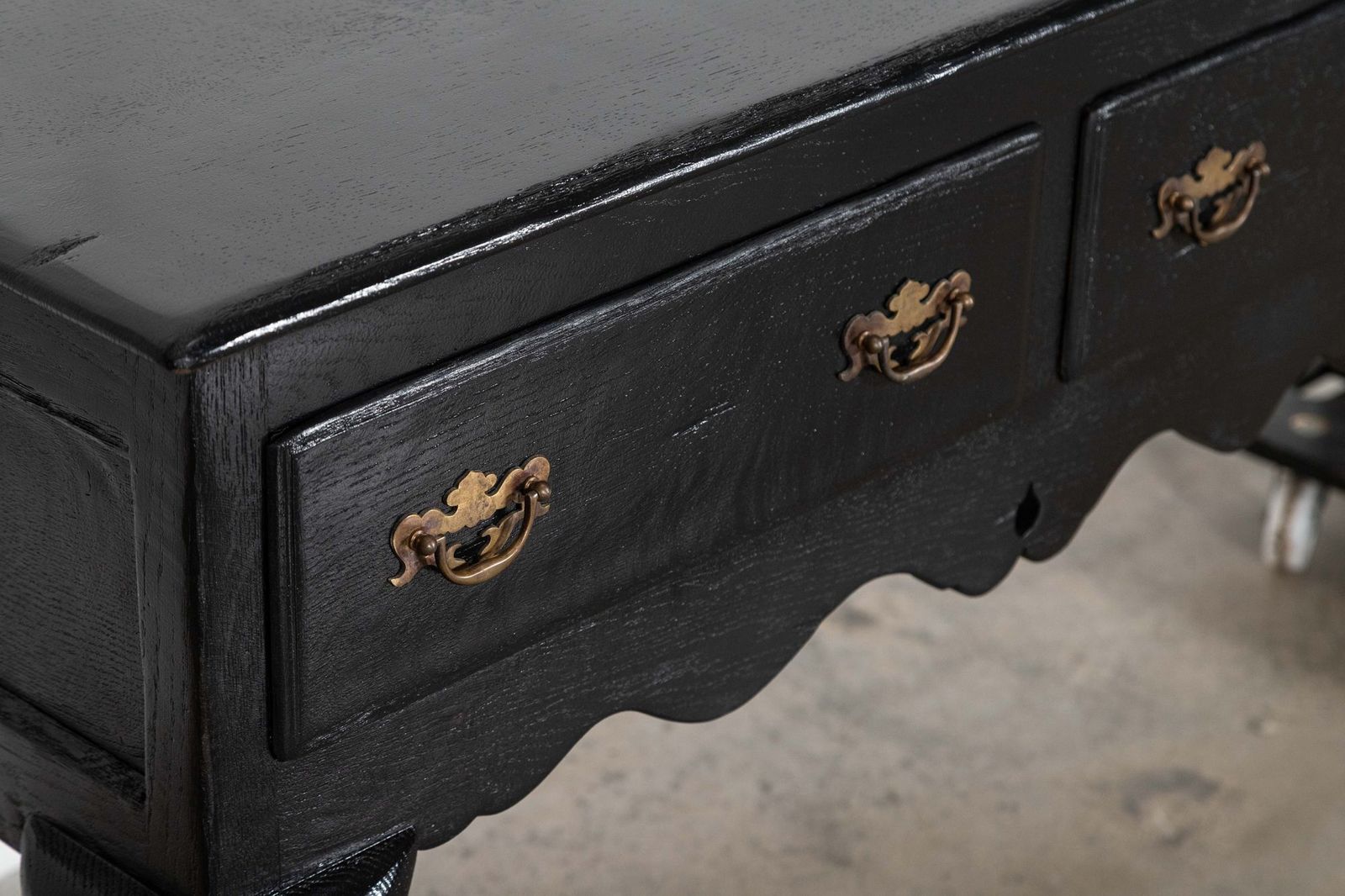 photo for sale Large 19thc English Ebonised & Lacquered Oak Dresser Base