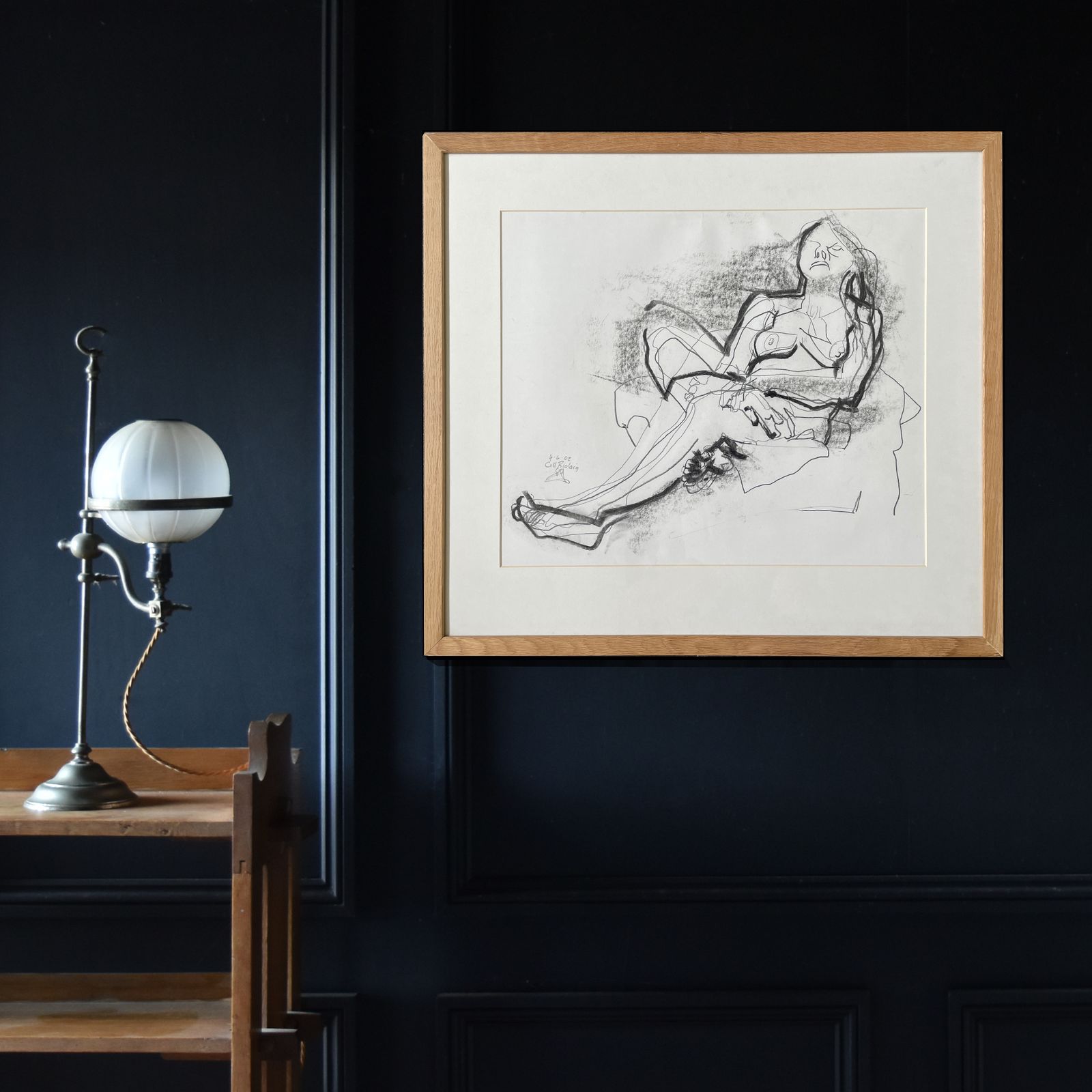 Reclining Nude. Pencil And Charcoal.  Peter Jackson 1930 2019.