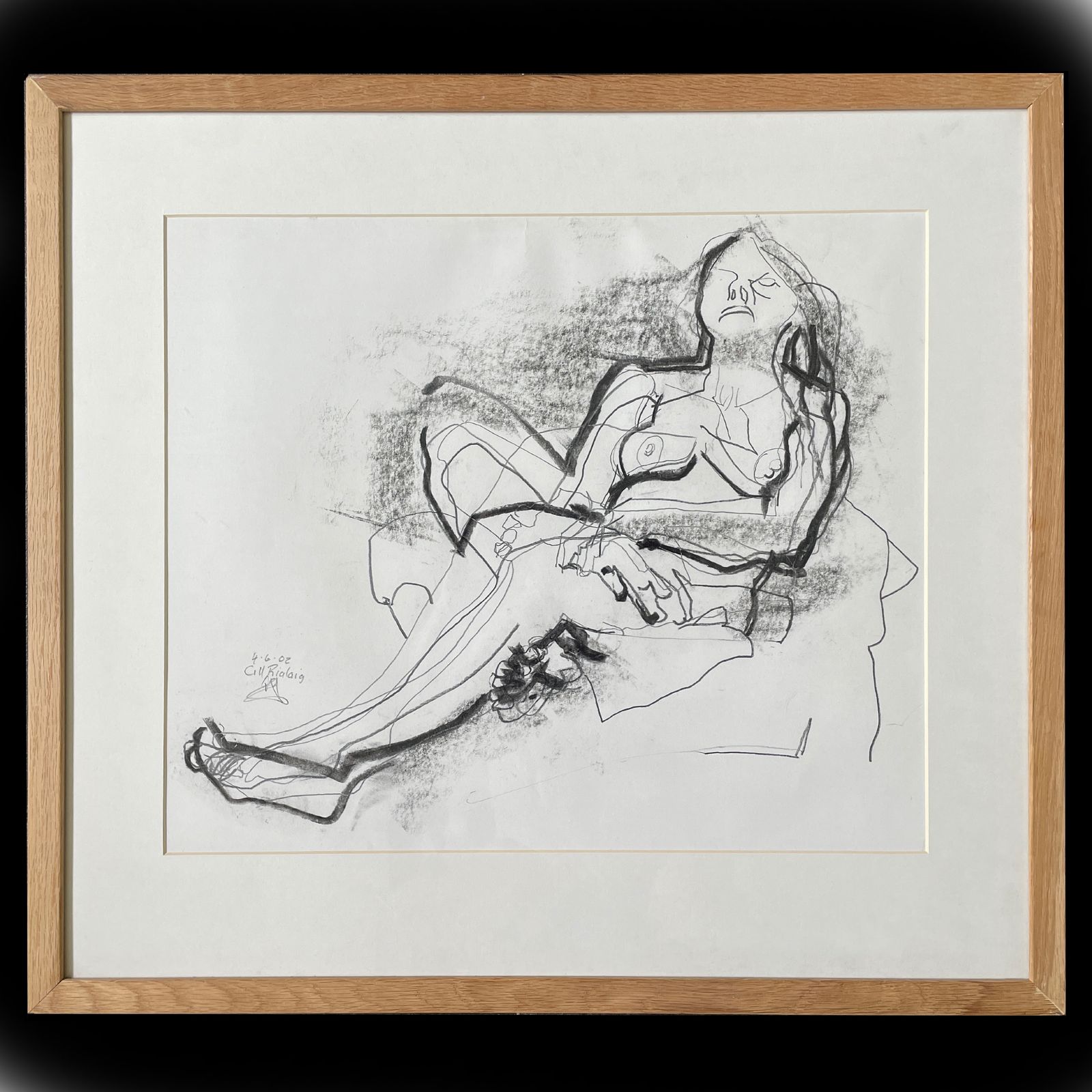 Reclining Nude. Pencil And Charcoal.  Peter Jackson 1930 2019. photo furniture
