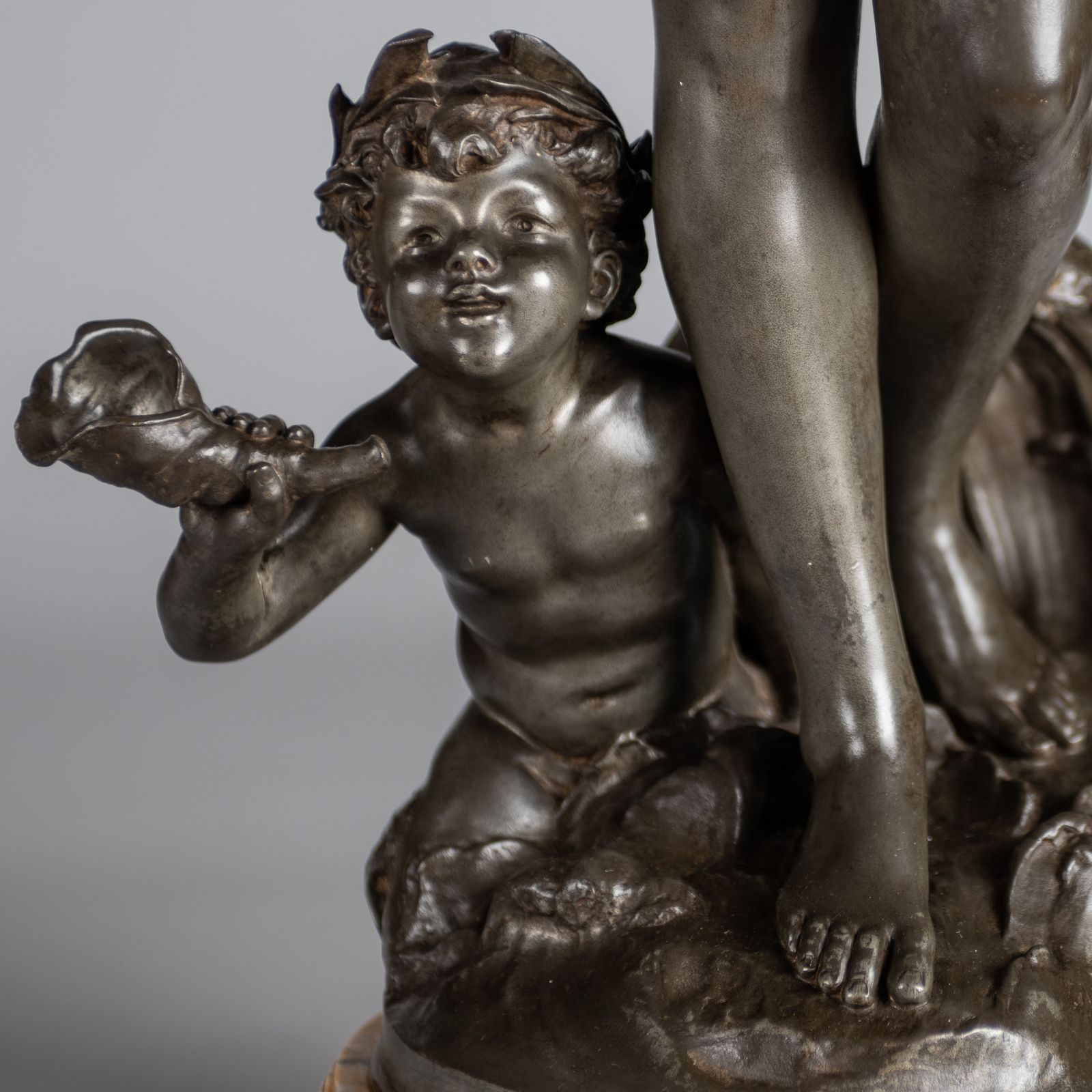 Art A Stunning 19th Century French Silvered Spelter Figural Lamp Sculpture, Signed Auguste Moreau photo
