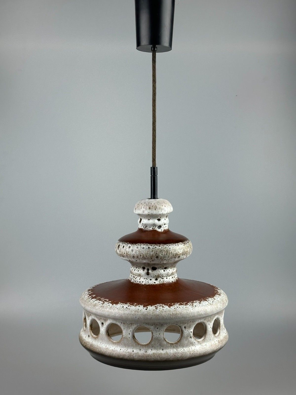60s 70s Ceramic Ceiling Light Fixture Pendant Mid Century Design photo vintage